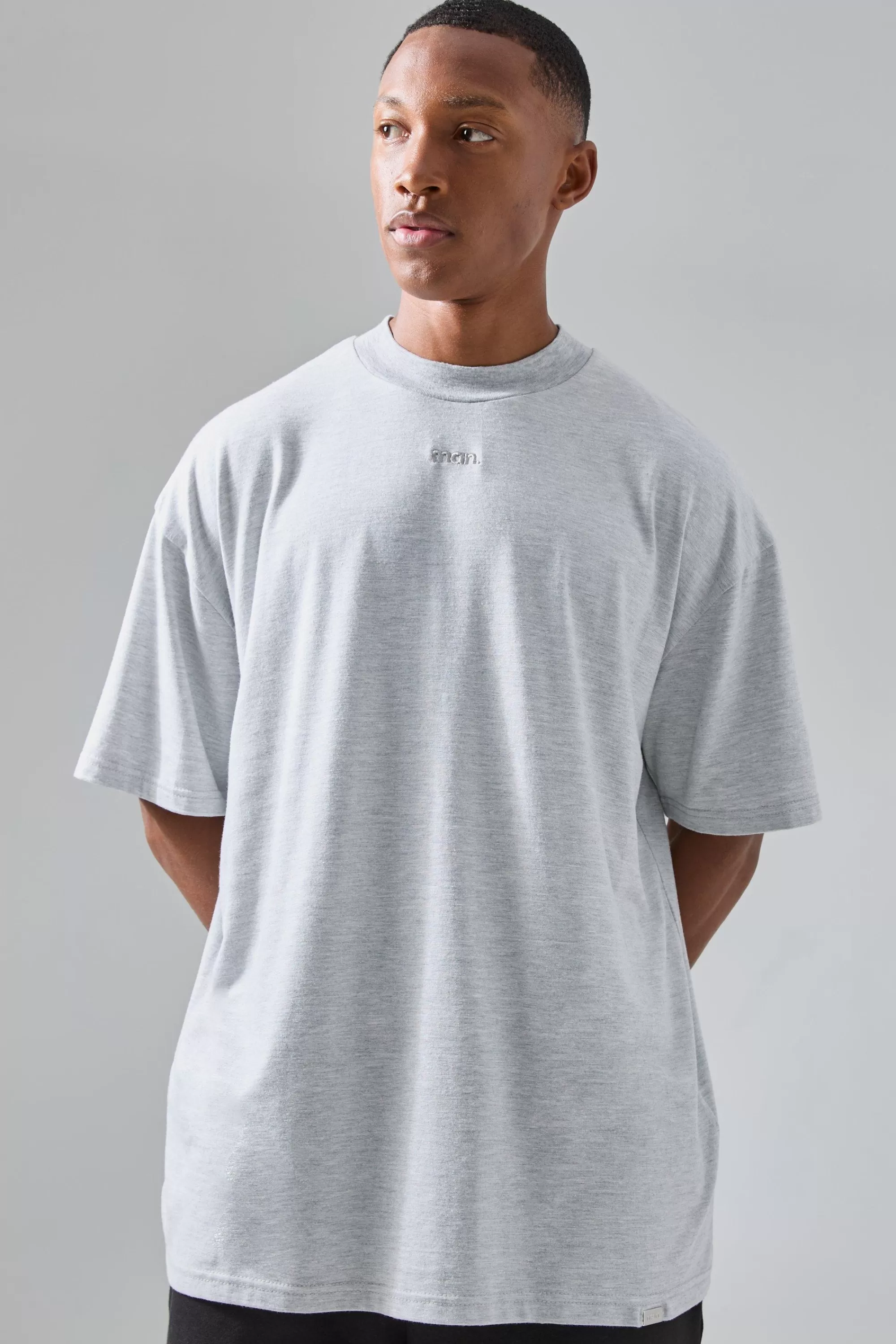 boohooMAN Man Active Rest Day Extended Neck Oversized T-shirt | UK grey marl Best