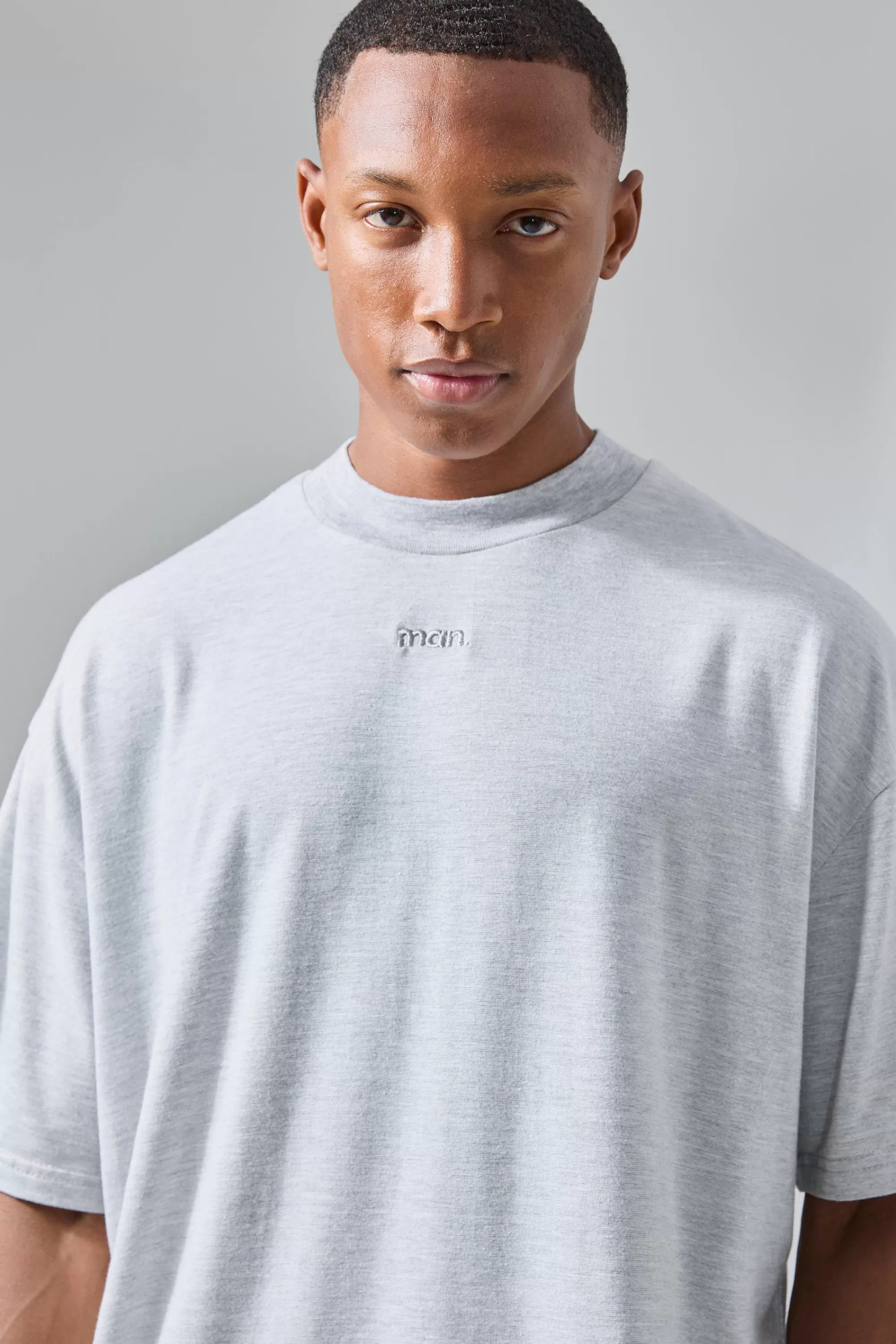 boohooMAN Man Active Rest Day Extended Neck Oversized T-shirt | UK grey marl Best