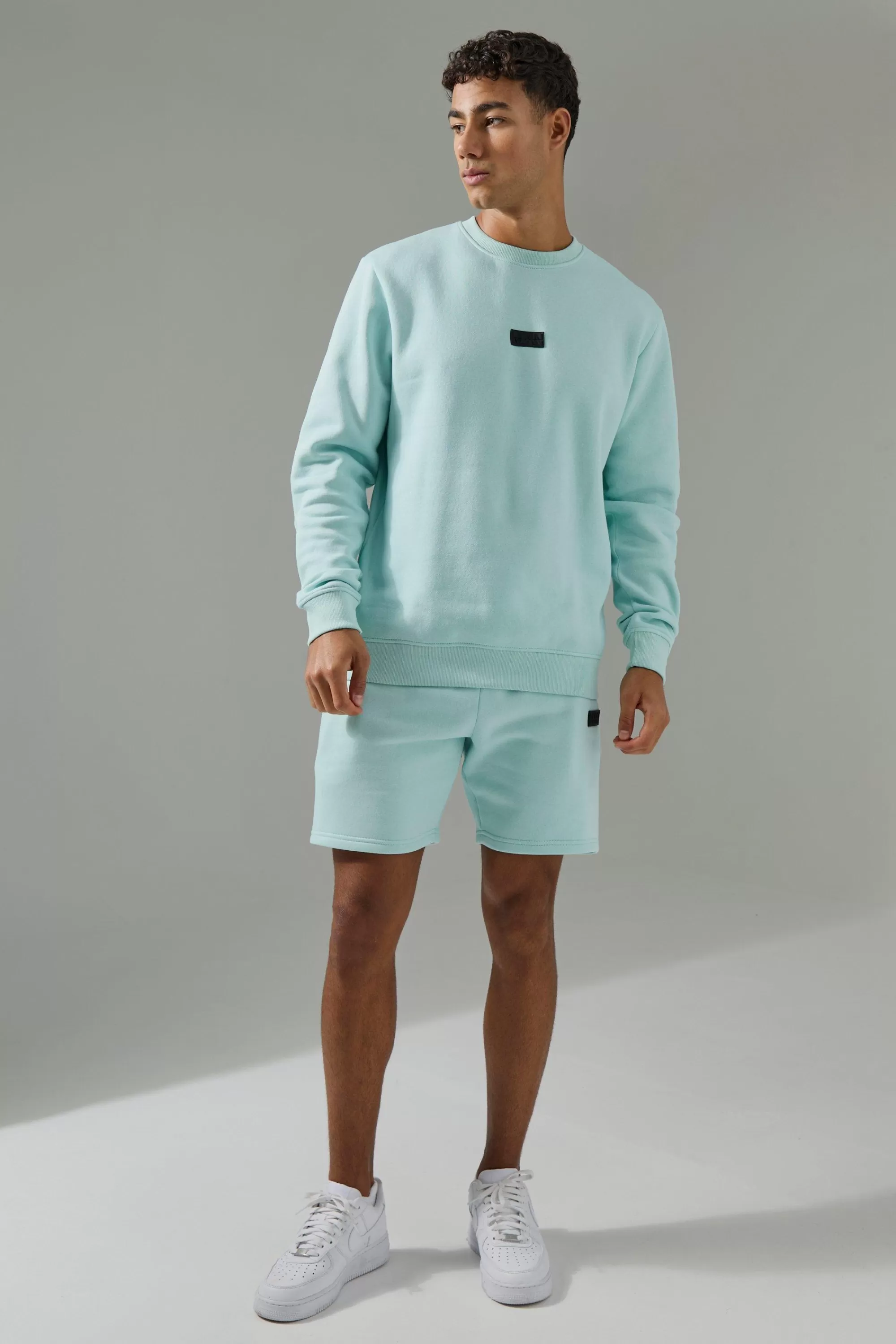 boohooMAN Man Active Sweatshirt & Short Tracksuit | UK sage Discount