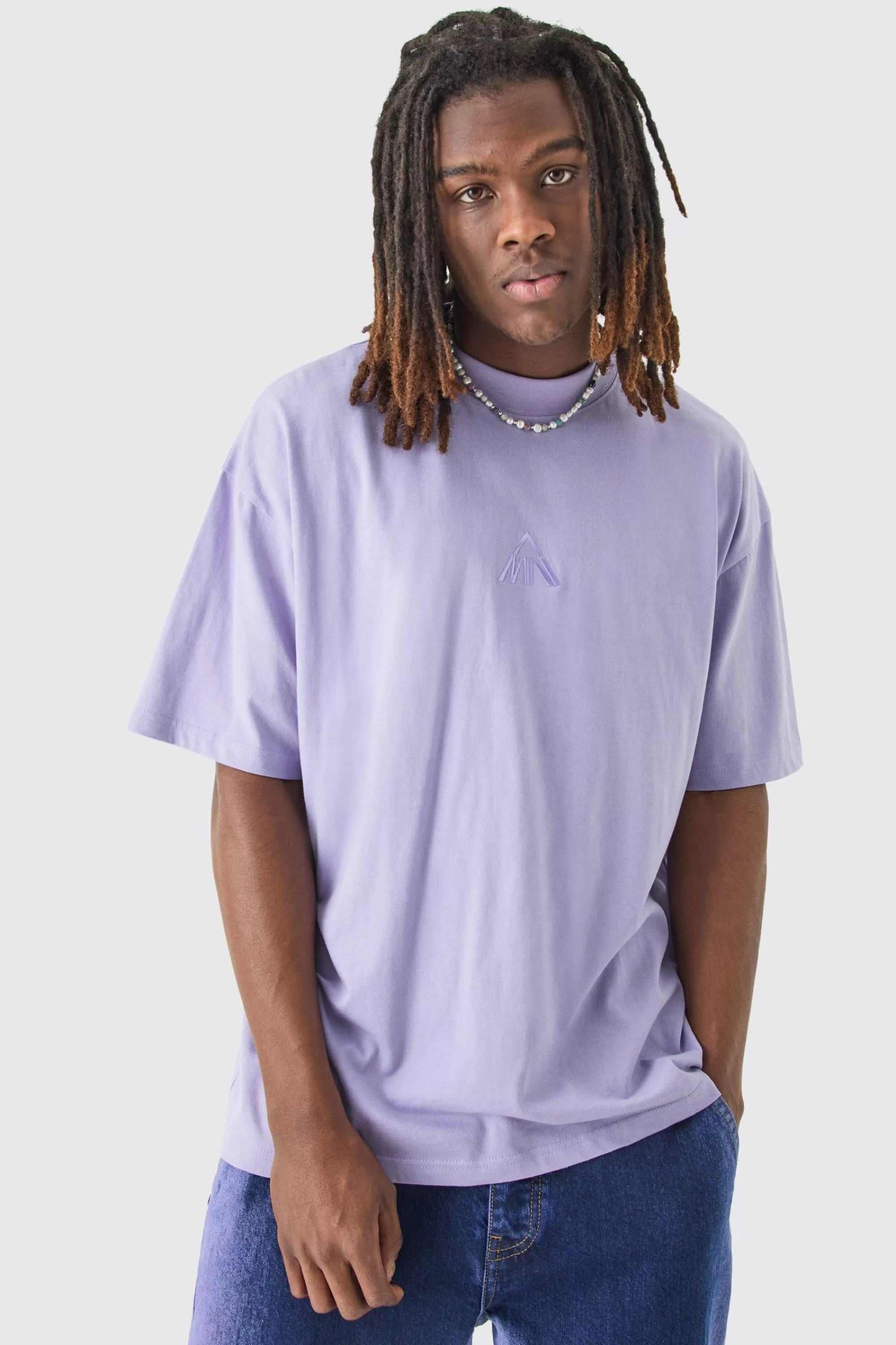 boohooMAN Man Oversized Extended Neck T-shirt | UK lilac Best