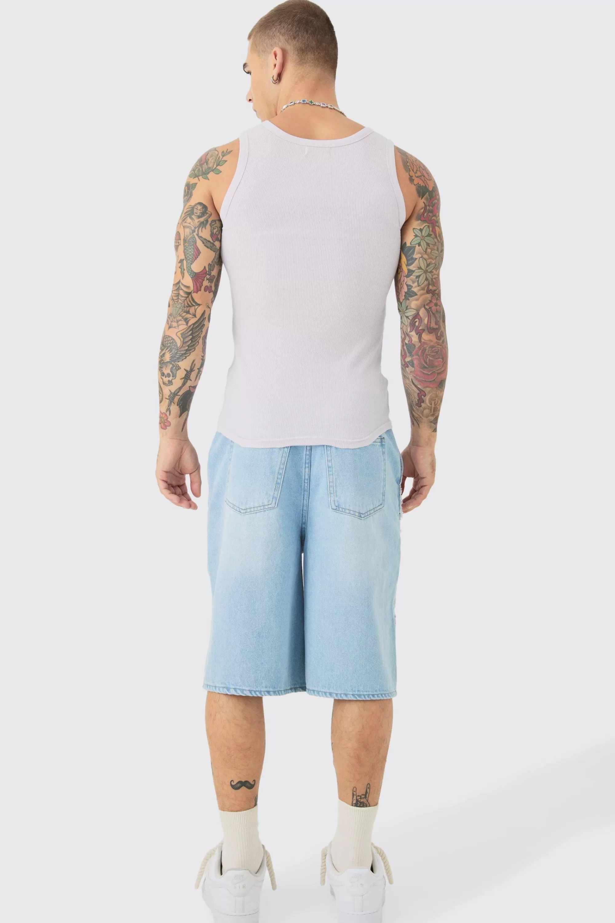 boohooMAN Muscle Fit Ribbed Vest | UK lilac Sale