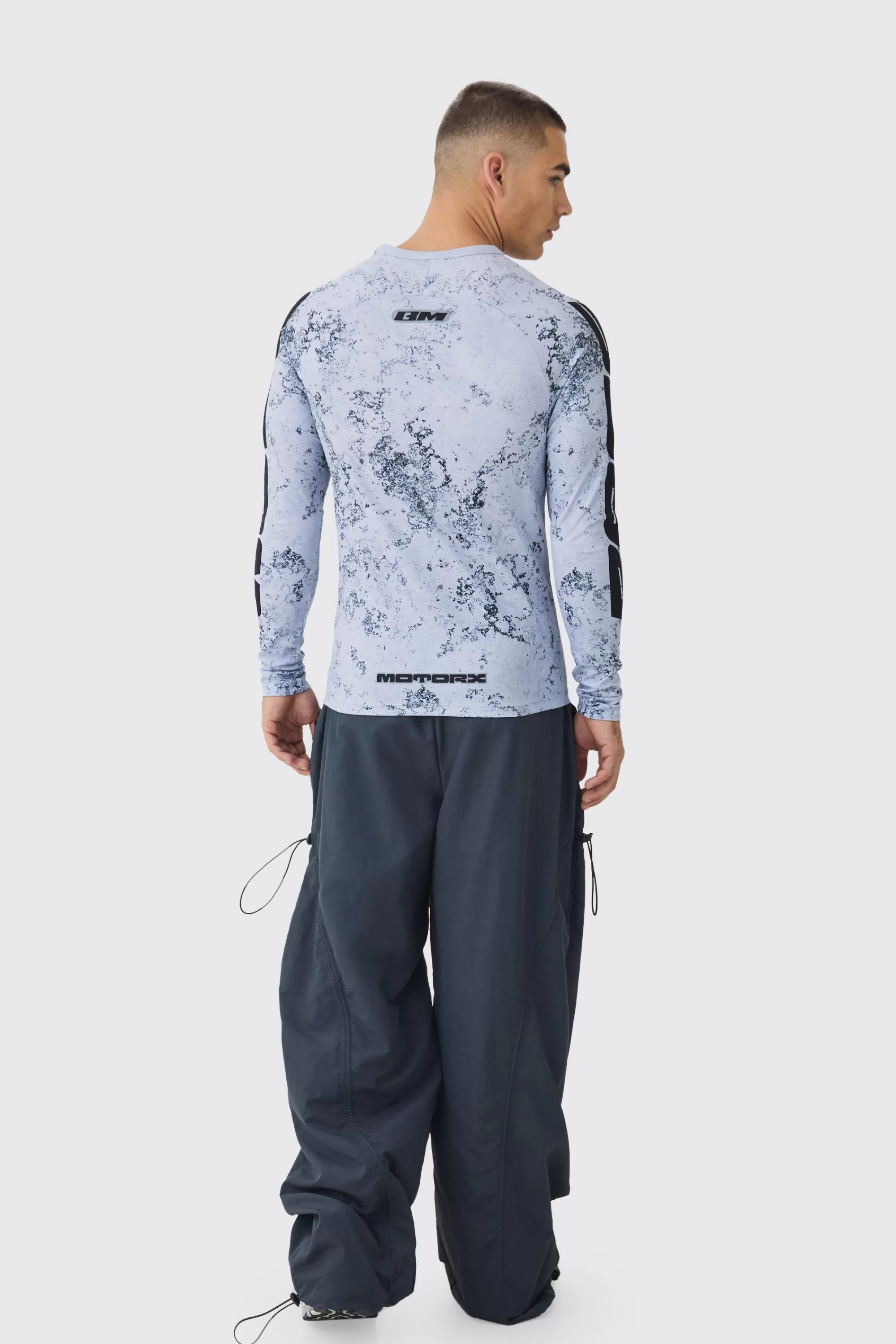 boohooMAN Muscle Motorsport BHM Printed Long Sleeve Top | UK grey Cheap