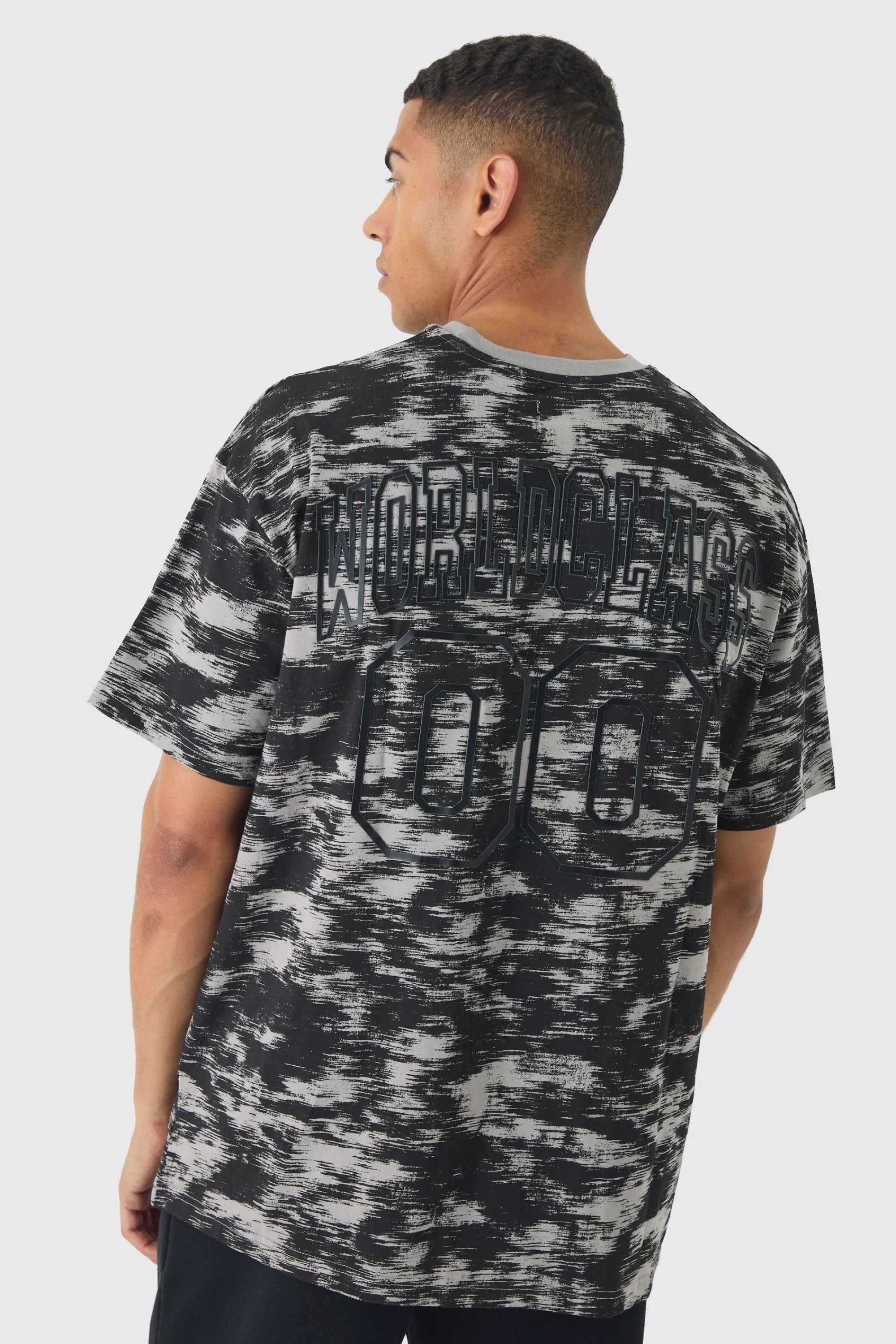 boohooMAN Oversized Back Print World Class Abstract Concrete T-shirt | UK grey Hot