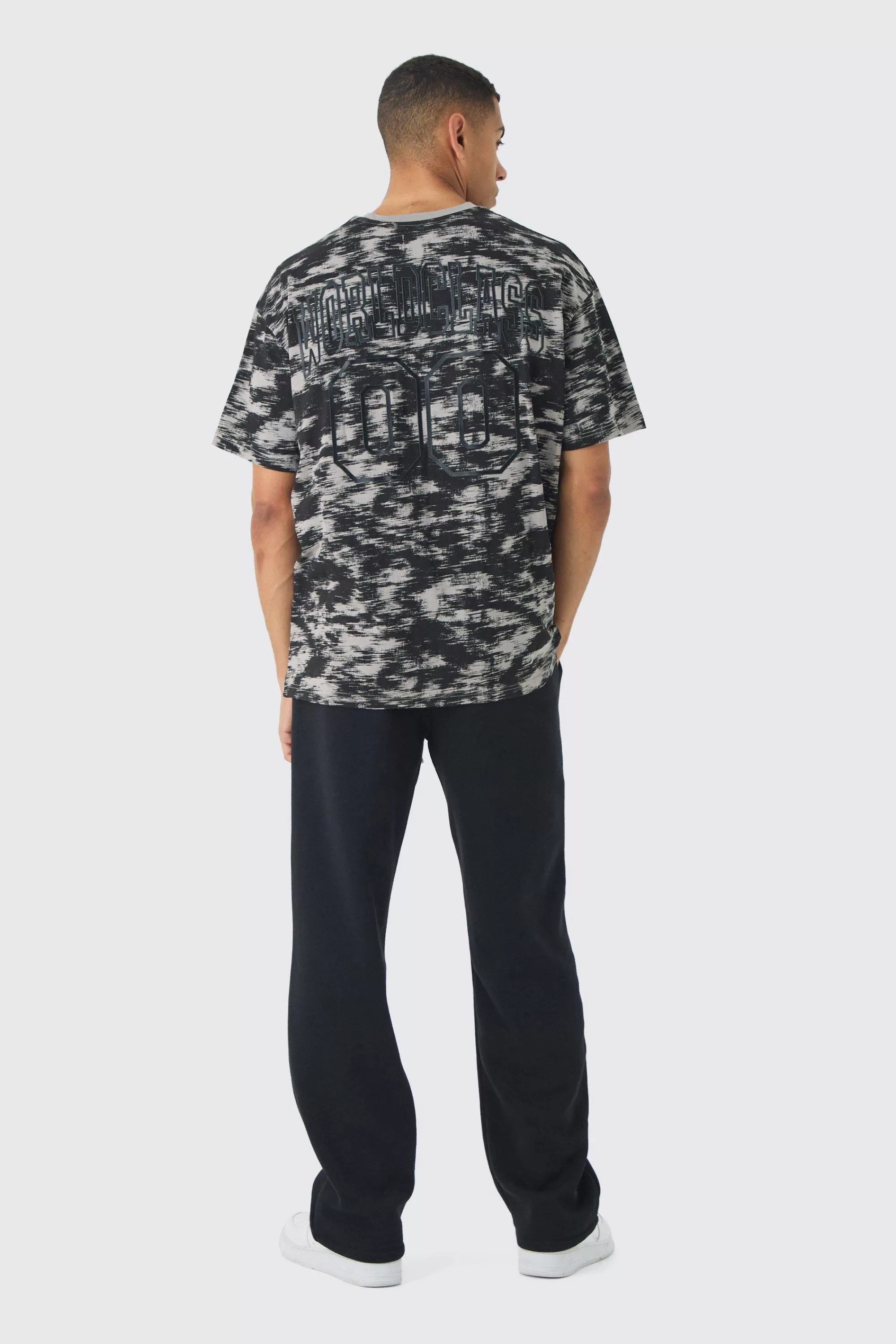 boohooMAN Oversized Back Print World Class Abstract Concrete T-shirt | UK grey Hot
