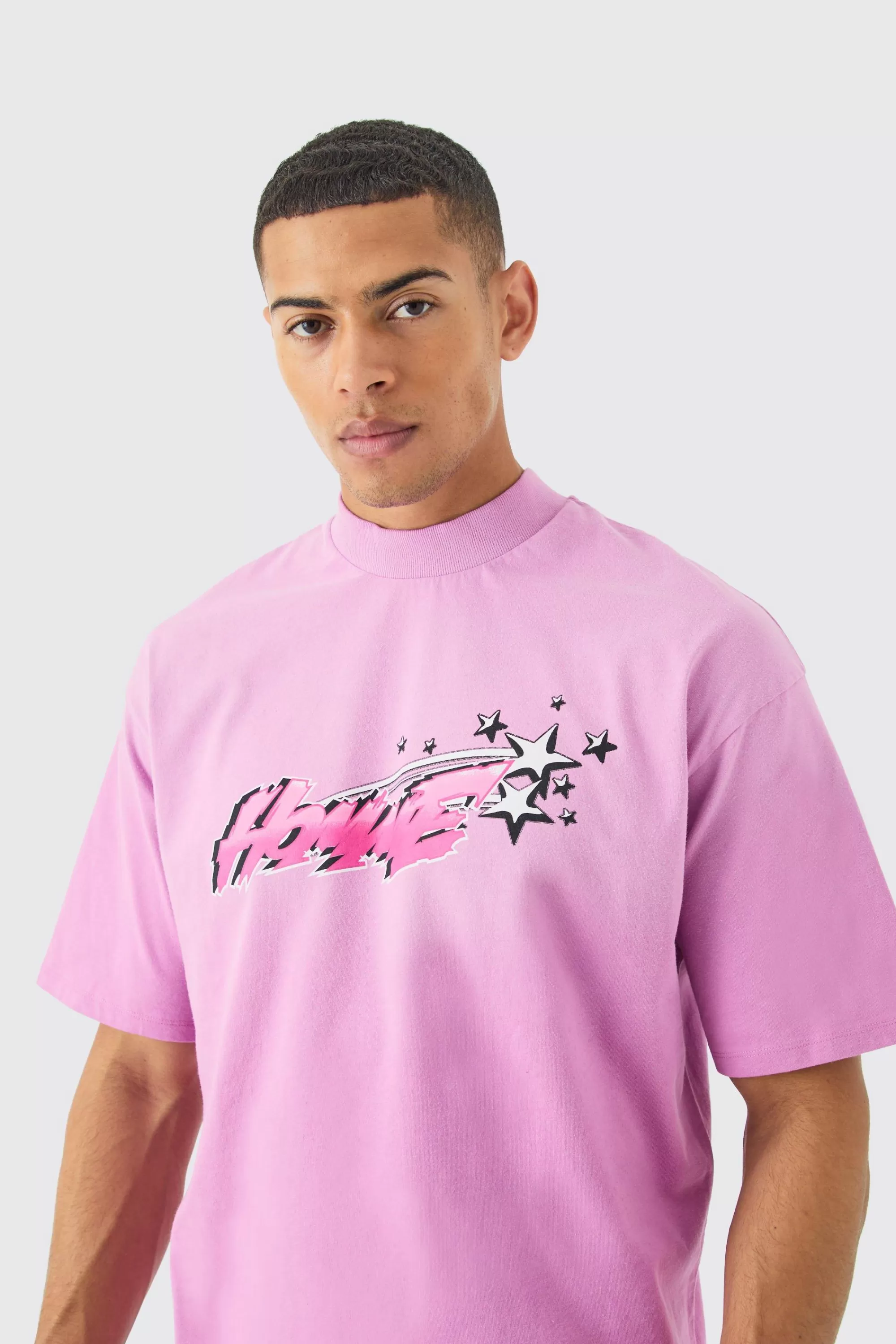 boohooMAN Oversized Boxy Alien Heavyweight Washed T-shirt | UK pink Cheap