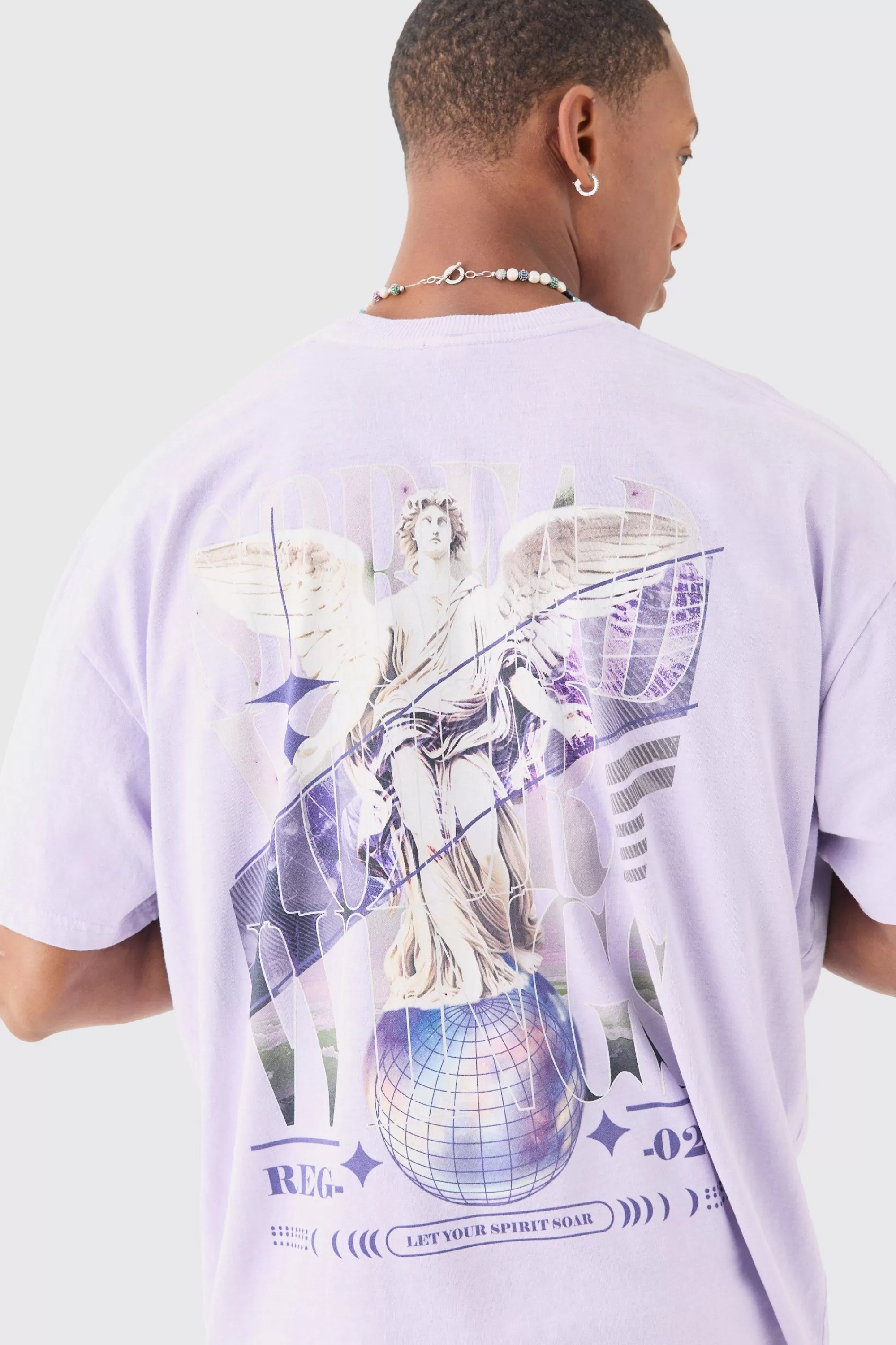 boohooMAN Oversized Boxy Disco Renaissance Wash Print T-shirt | UK lilac Best Sale