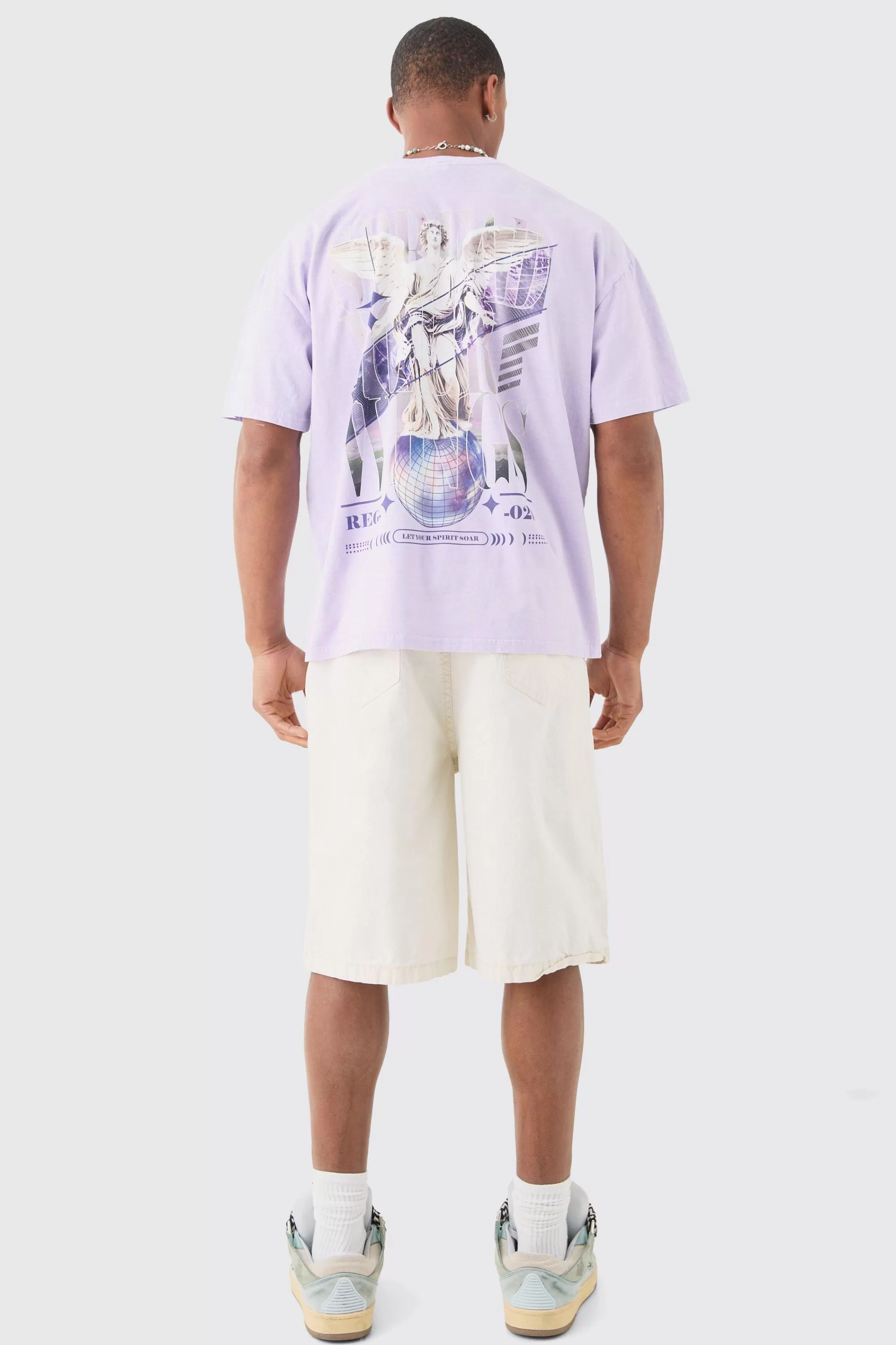 boohooMAN Oversized Boxy Disco Renaissance Wash Print T-shirt | UK lilac Best Sale
