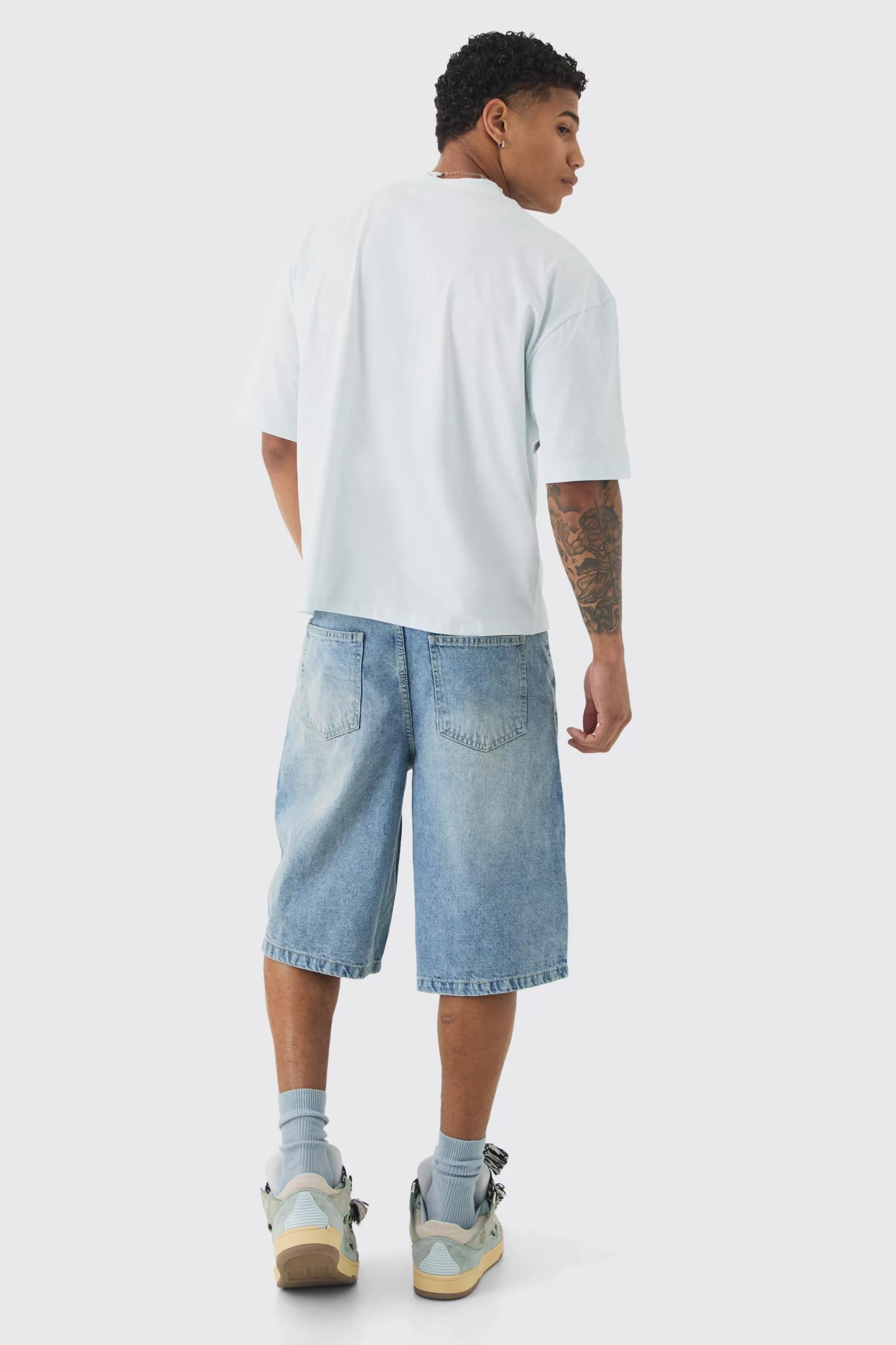 boohooMAN Oversized Boxy Extreme Official T-shirt | UK light blue New