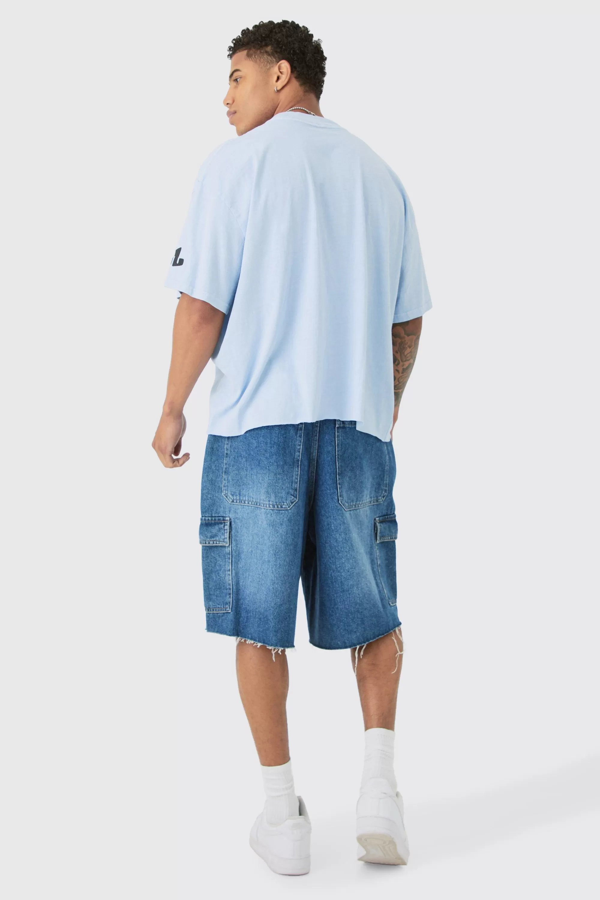 boohooMAN Oversized Boxy Homme Limited Graphic T-shirt | UK pastel blue Online