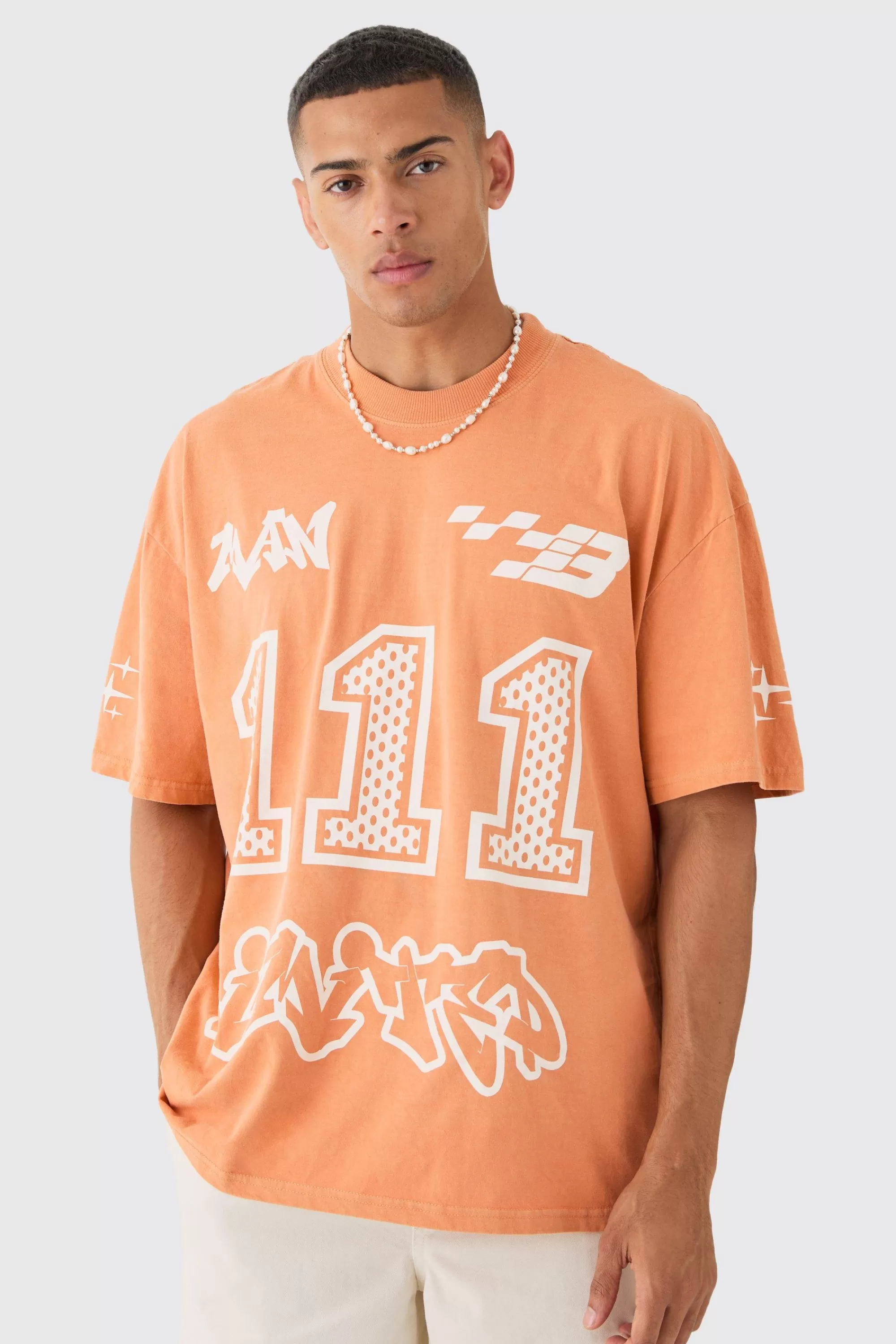 boohooMAN Oversized Boxy Limited Moto Graphic T-shirt | UK orange New