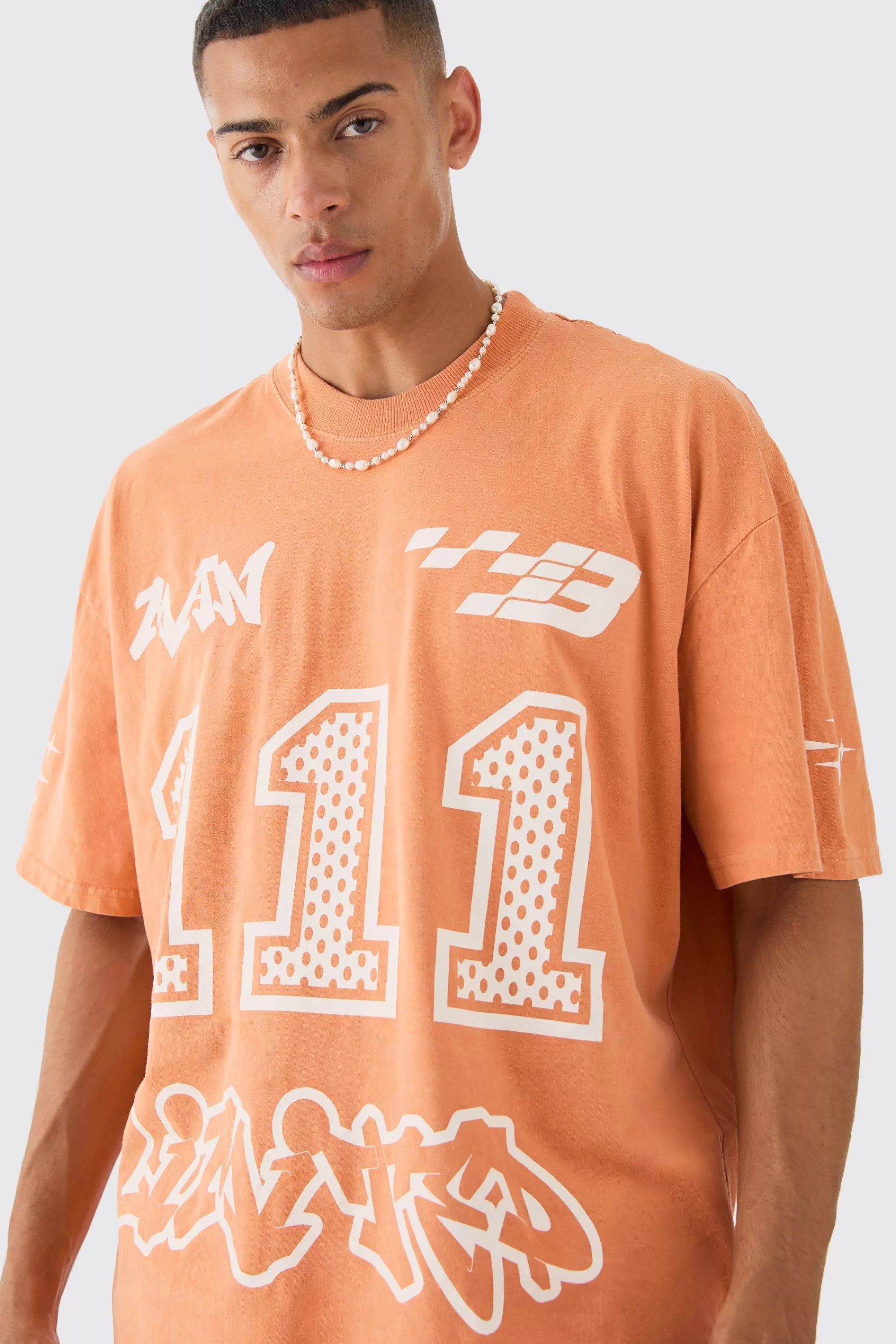 boohooMAN Oversized Boxy Limited Moto Graphic T-shirt | UK orange New