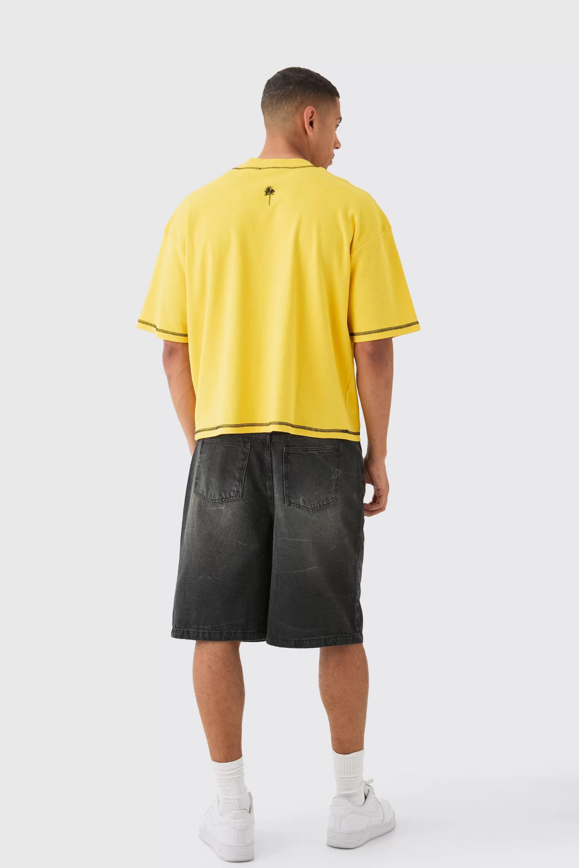 boohooMAN Oversized Boxy Placement Pocket T-shirt | UK yellow Flash Sale