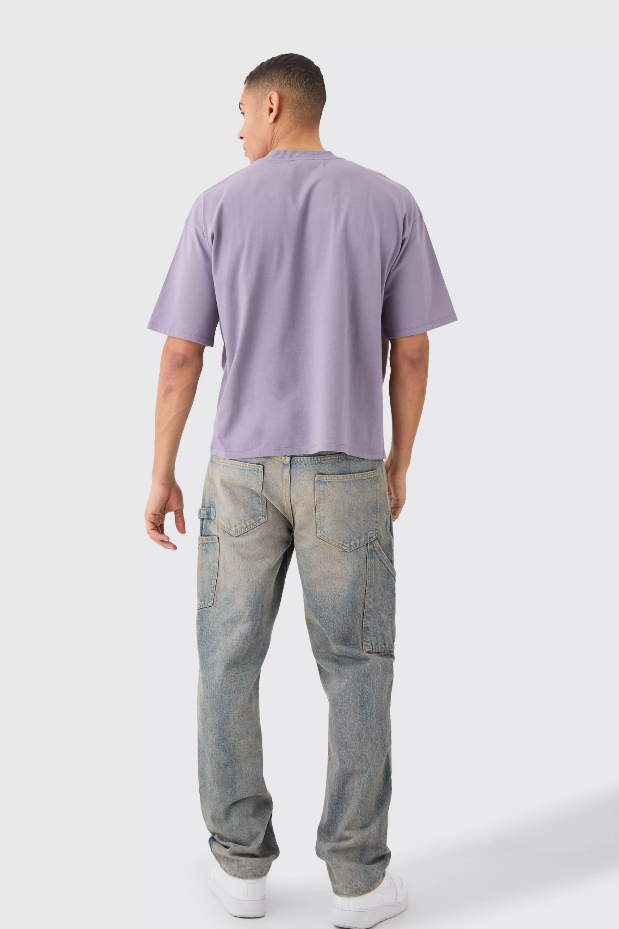 boohooMAN Oversized Boxy Truck Graphic Heavyweight T-shirt | UK purple Online