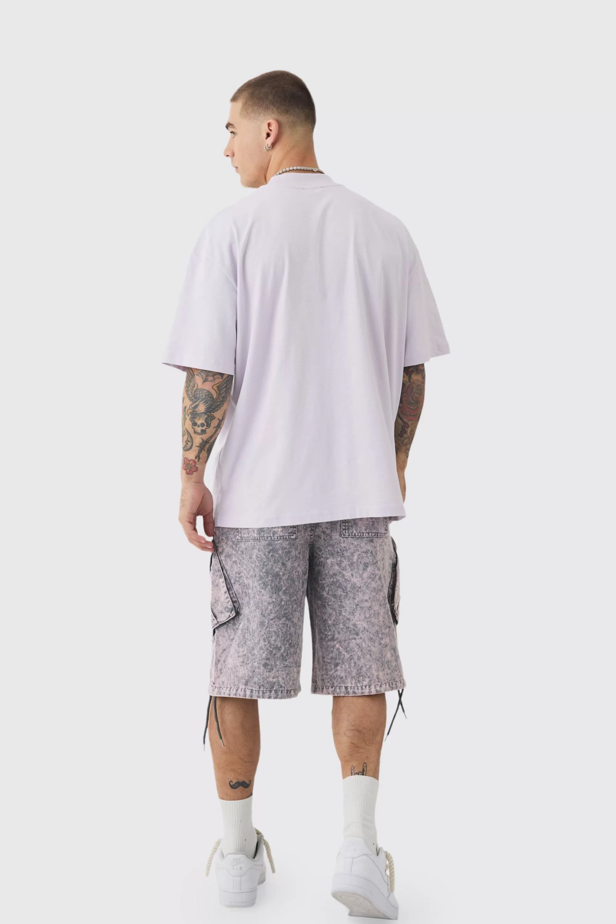 boohooMAN Oversized Extended Neck Edition Graphic T-shirt | UK lilac Flash Sale