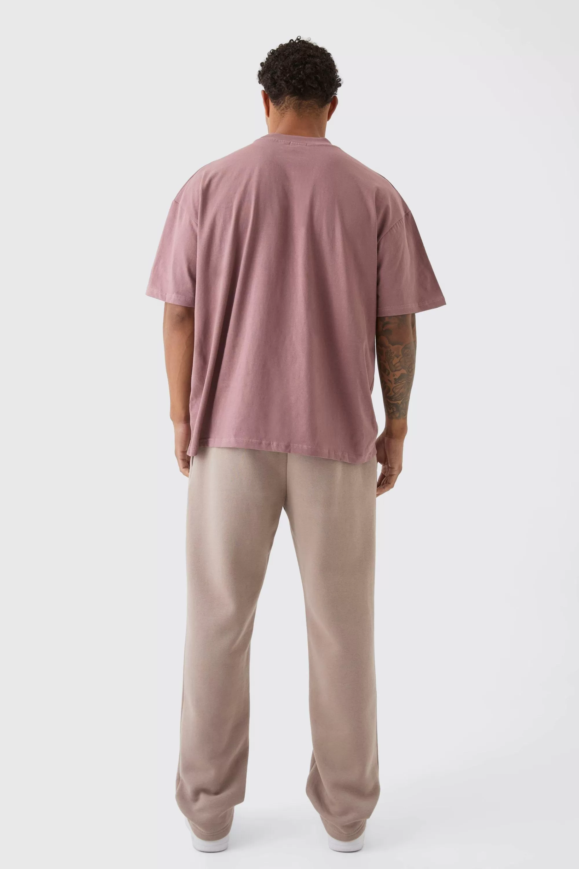 boohooMAN Oversized Extended Neck Heavy T-shirt | UK mauve Online