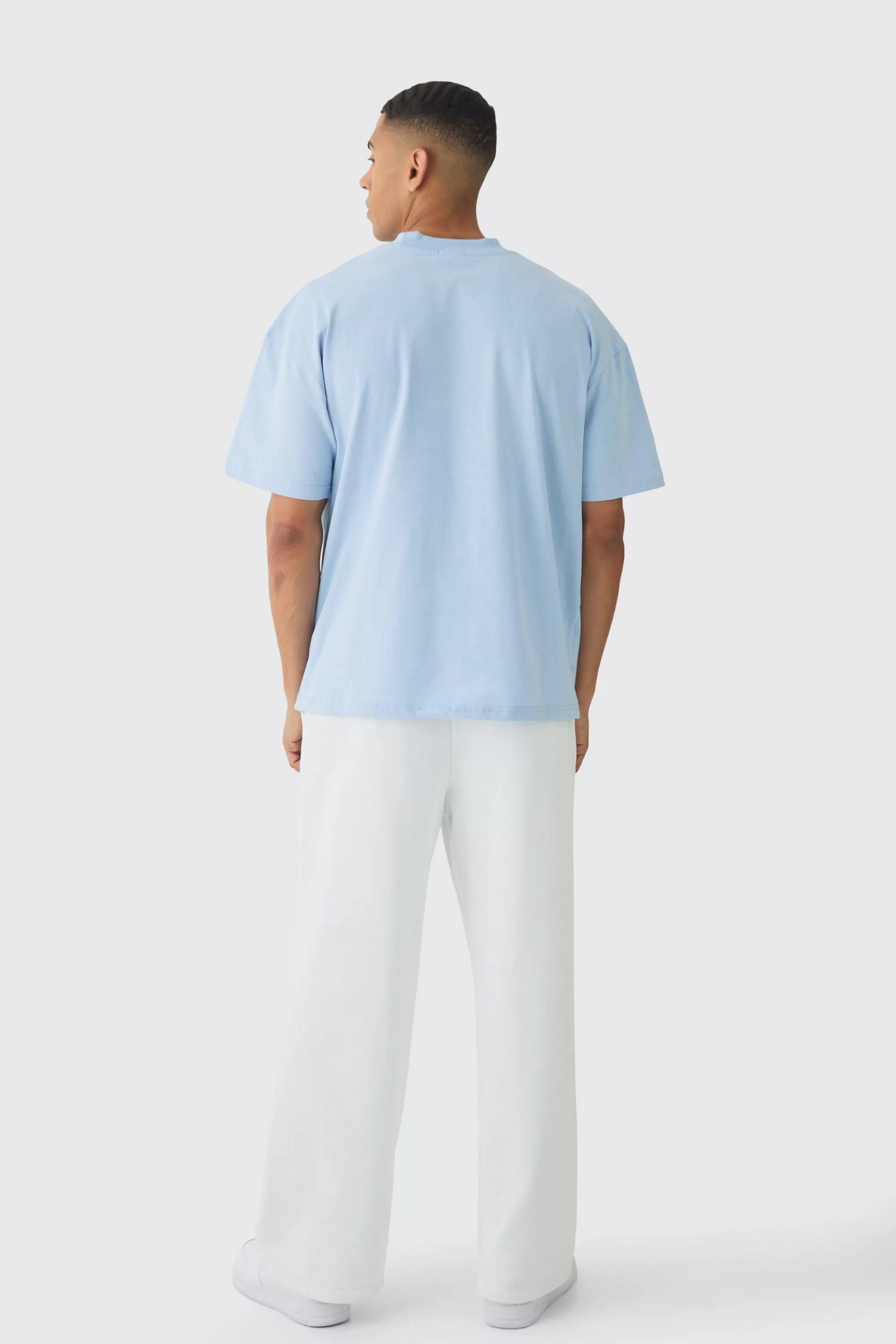 boohooMAN Oversized Extended Neck Heavyweight T-shirt | UK sky blue Online