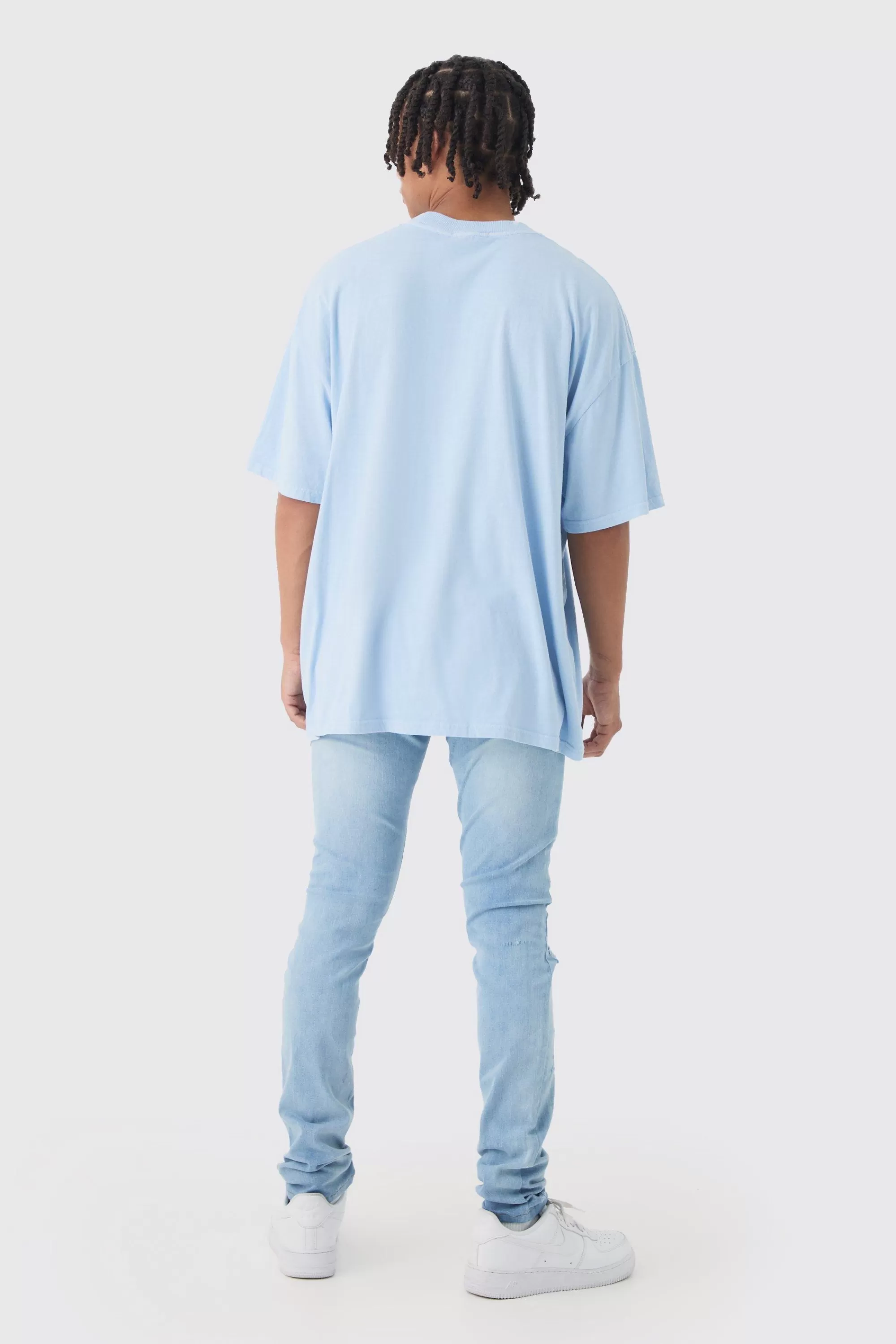 boohooMAN Oversized Extended Neck Tokyo T-shirt | UK light blue Hot