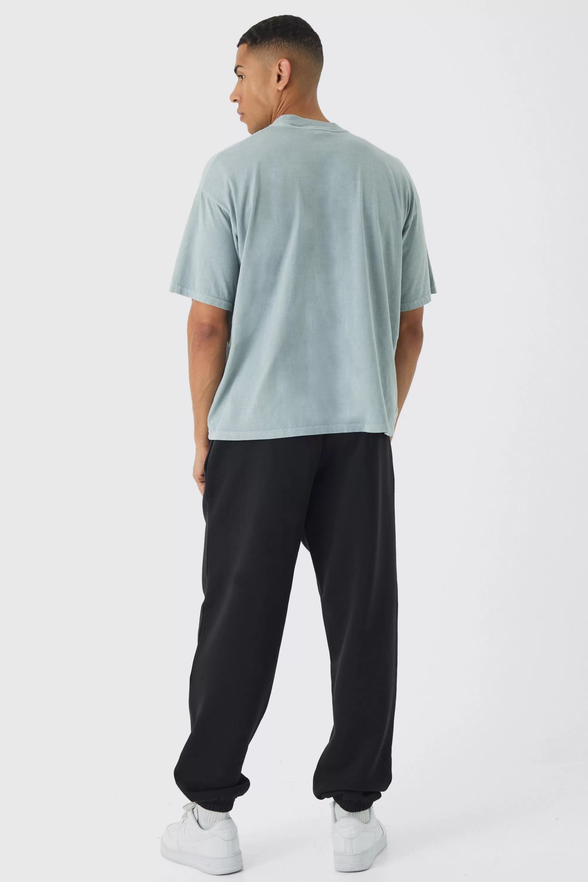 boohooMAN Oversized Extended Neck Washed T-shirt | UK grey Fashion