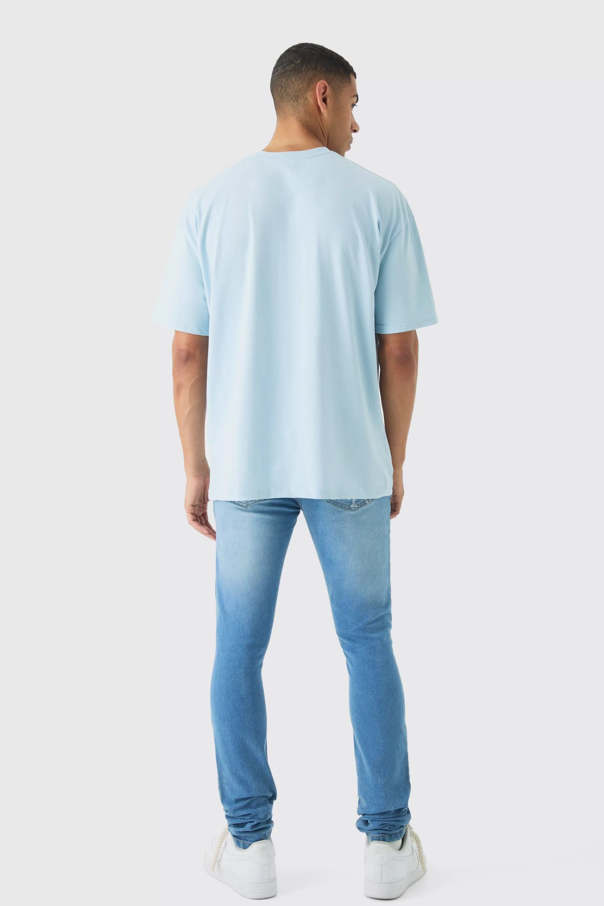 boohooMAN Oversized Faded Large Graphic T-shirt | UK light blue Online