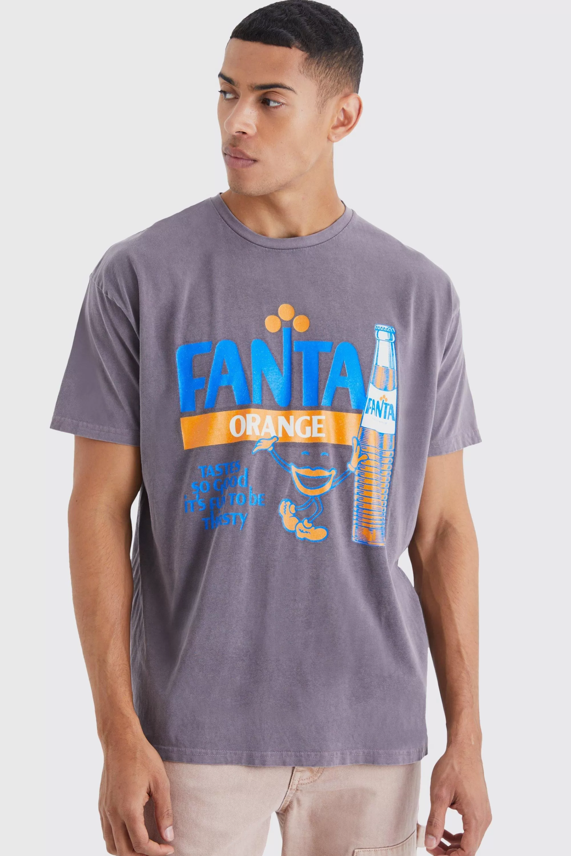 boohooMAN Oversized Fanta Orange Wash License T-shirt | UK brown New