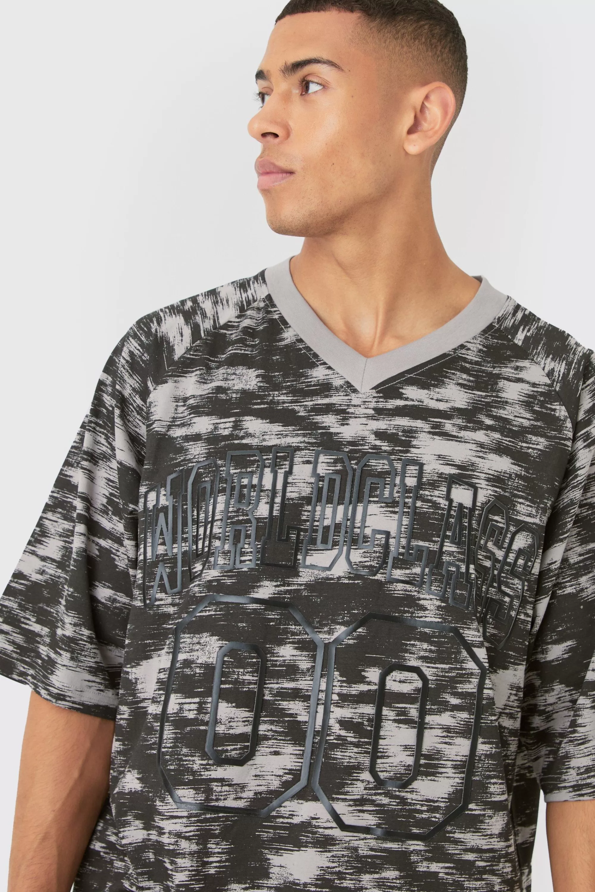 boohooMAN Oversized Football World Class Abstract Concrete T-shirt | UK grey New