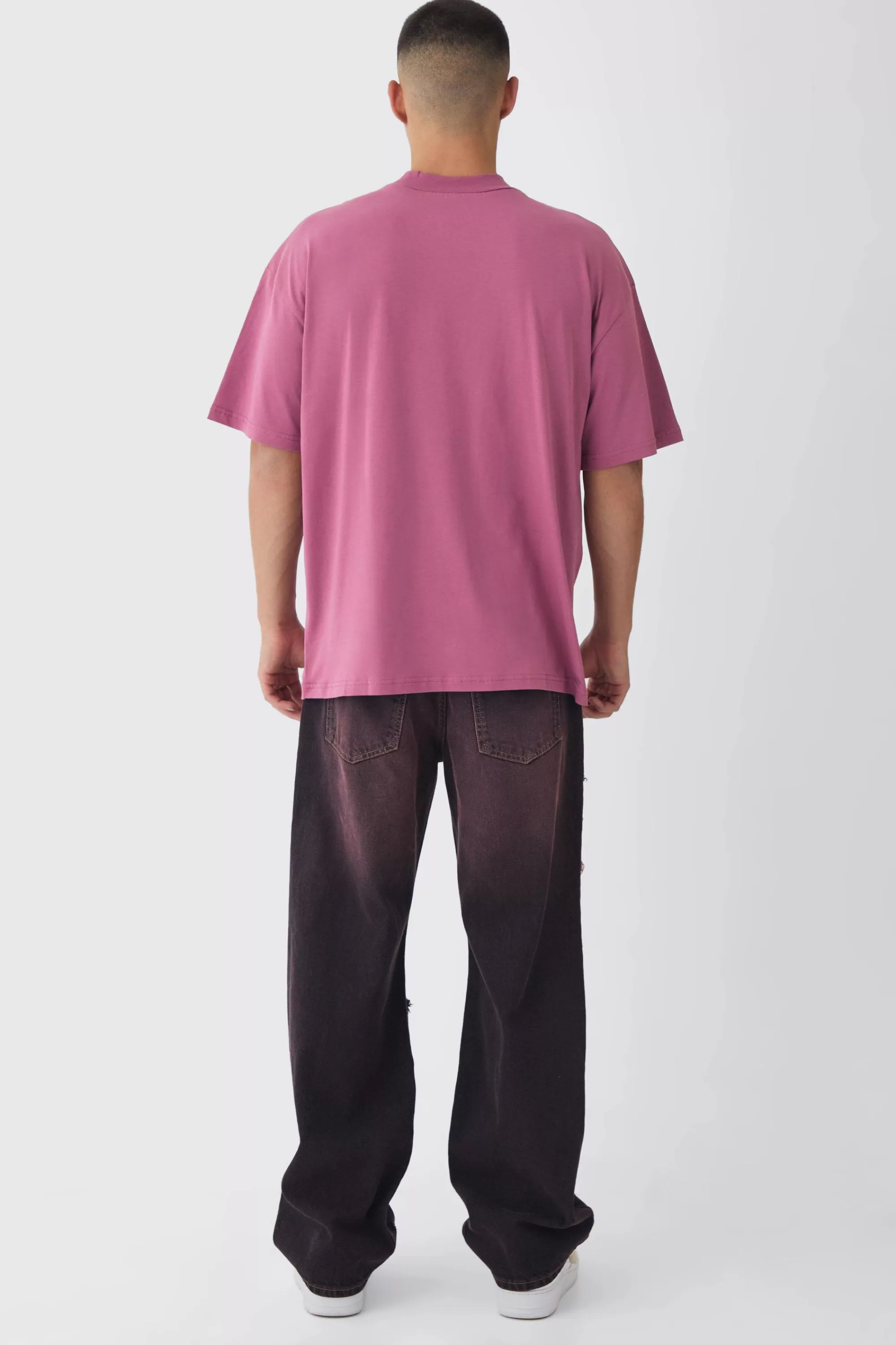 boohooMAN Oversized Large Scale Limited Edition Tattoo Graphic T-Shirt | UK mauve Flash Sale