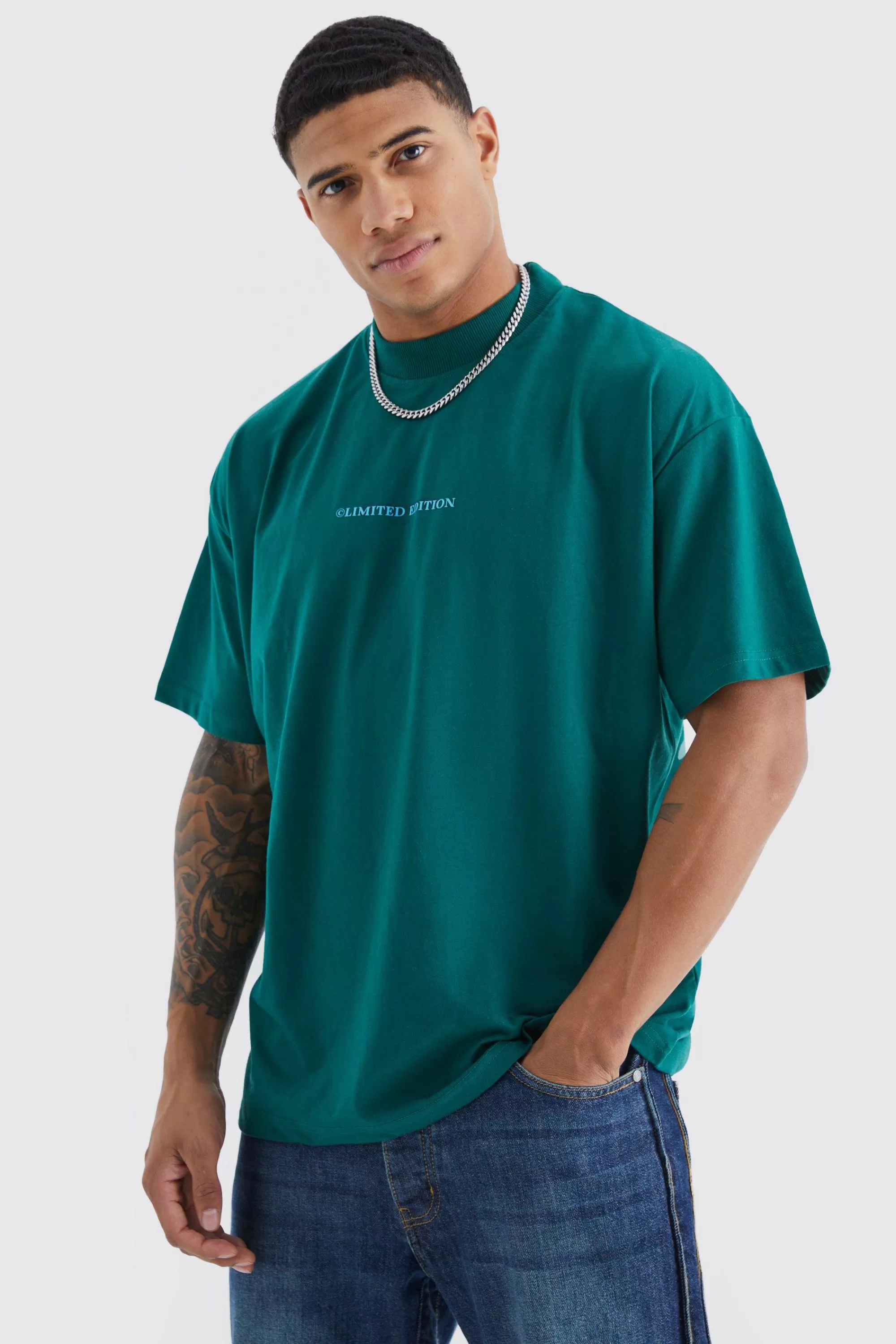 boohooMAN Oversized Limited Edition Heavyweight T-shirt | UK forest Fashion