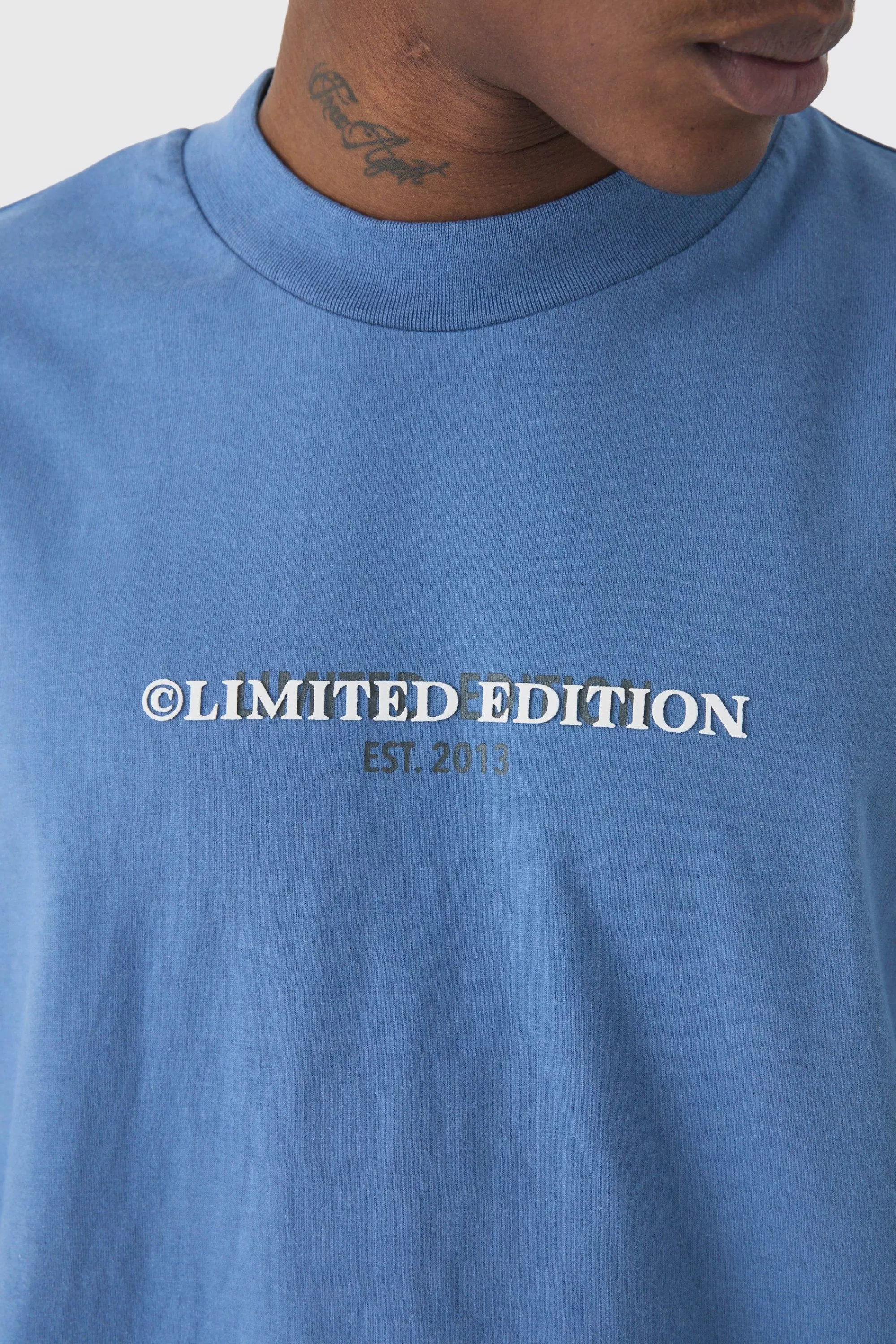 boohooMAN Oversized Limited Heavy T-shirt | UK dusty blue New