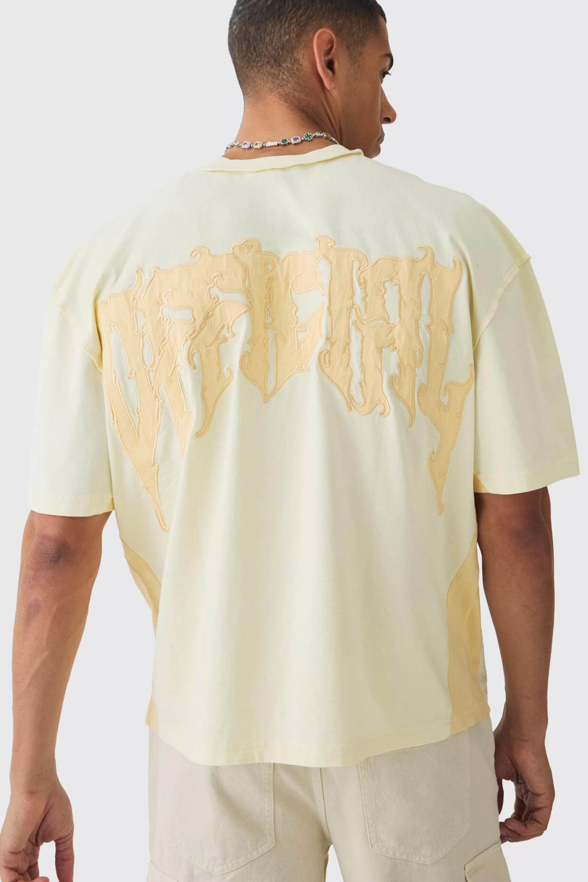 boohooMAN Oversized Official Applique Wash Heavyweight T-shirt | UK orange Discount