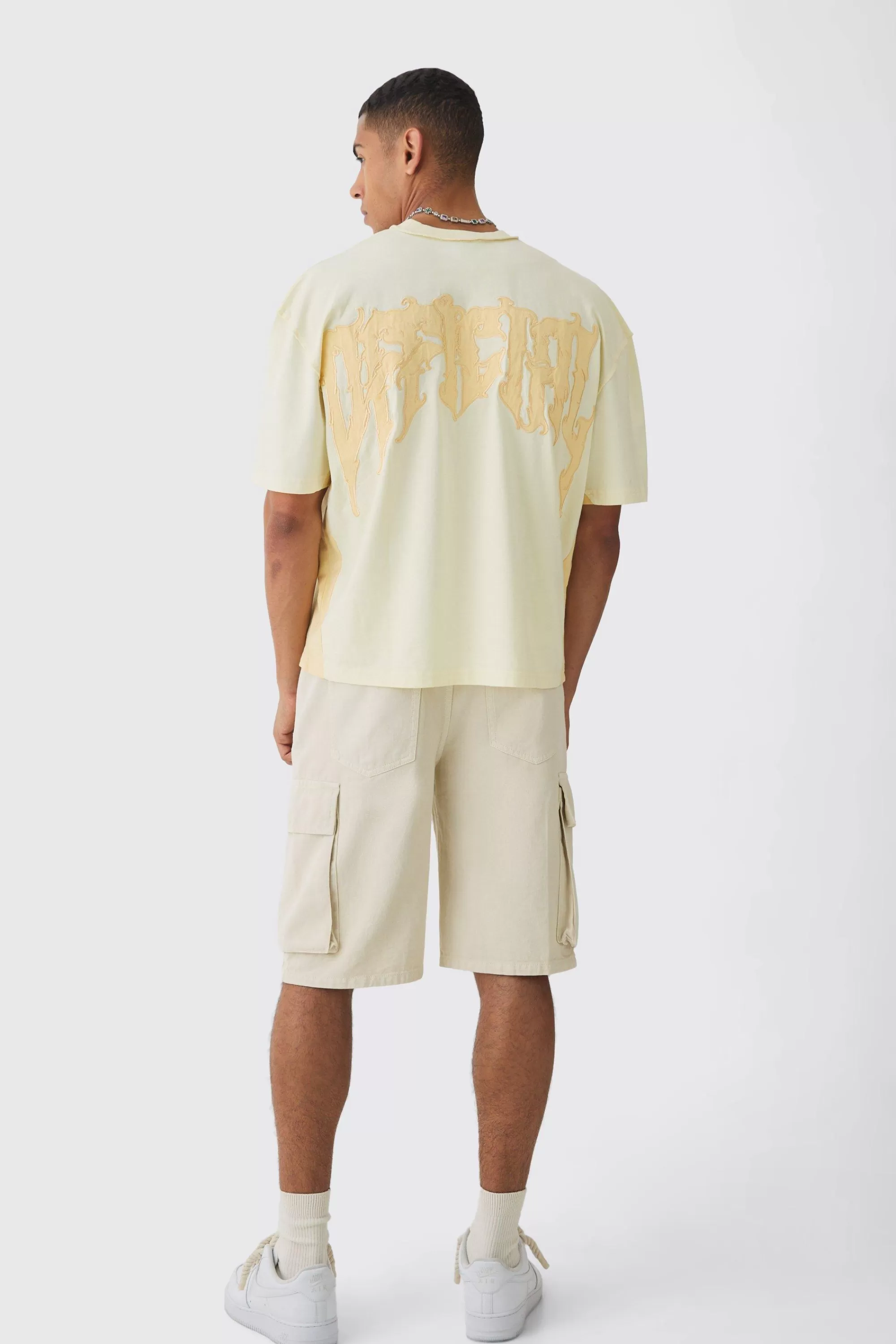 boohooMAN Oversized Official Applique Wash Heavyweight T-shirt | UK orange Discount