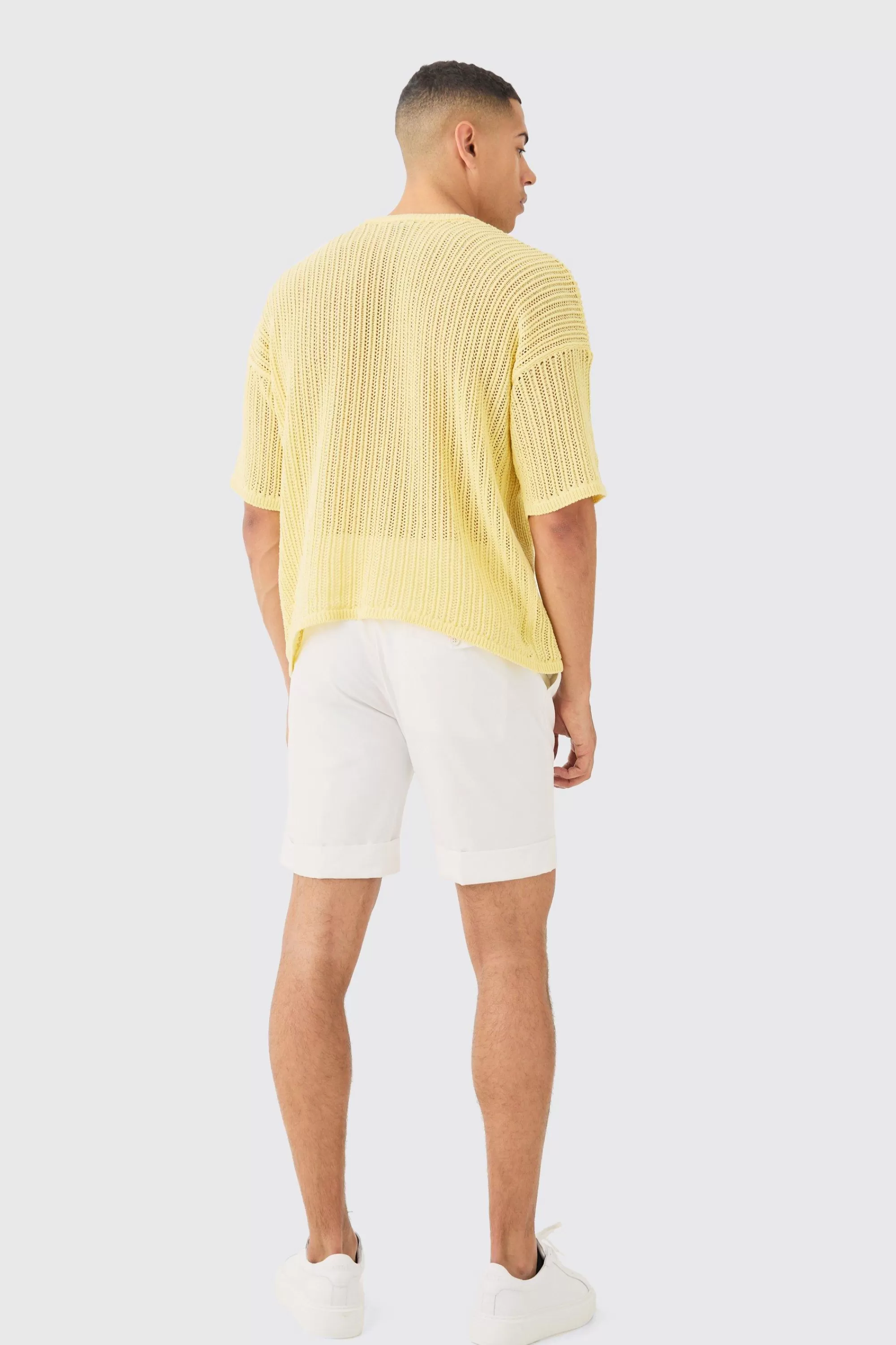 boohooMAN Oversized Open Stitch Pocket T-shirt In | UK yellow Shop