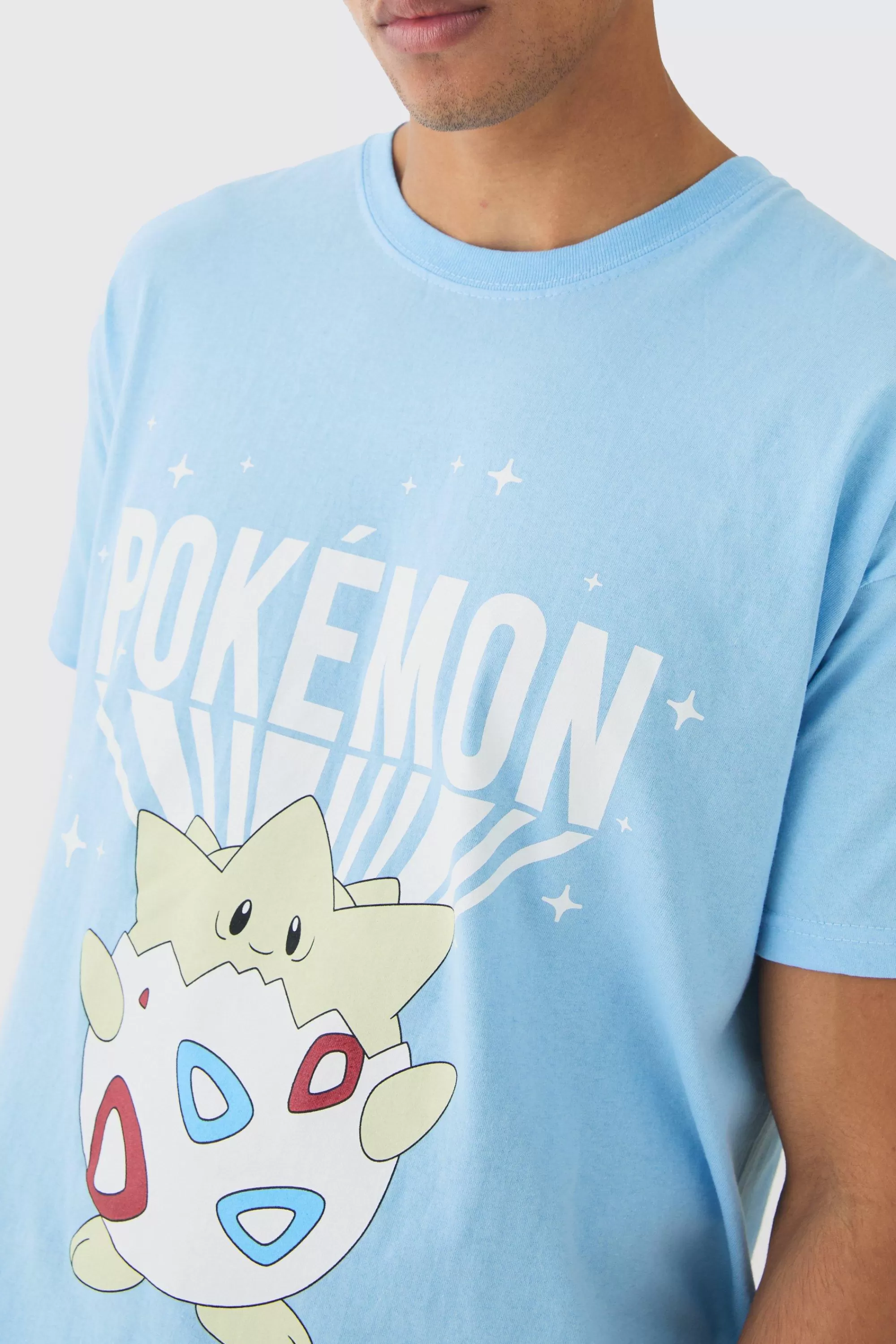 boohooMAN Oversized Pokemon Togepi License Print T-Shirt | UK light blue Online