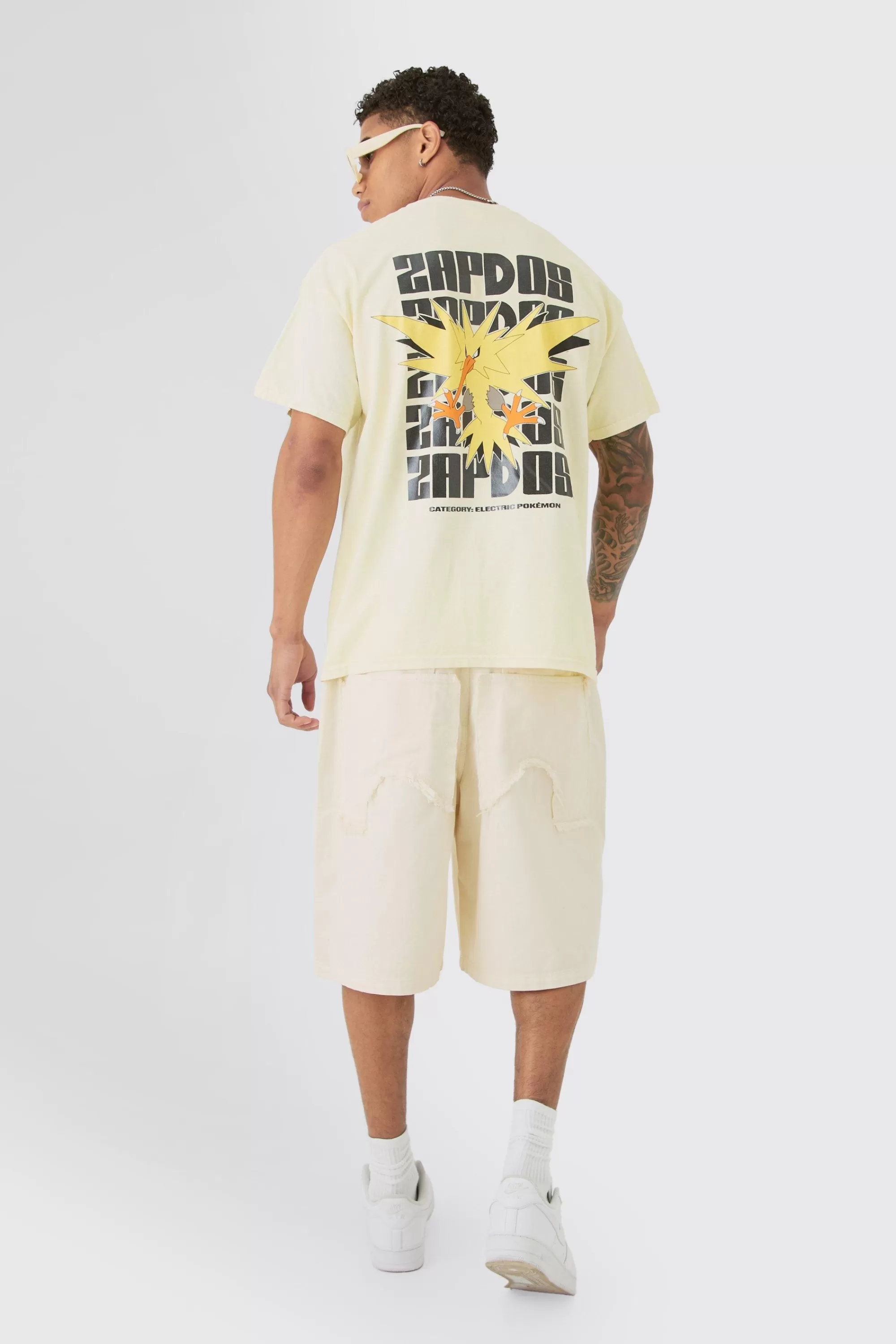 boohooMAN Oversized Pokémon Zapdos Wash License T-shirt | UK yellow New