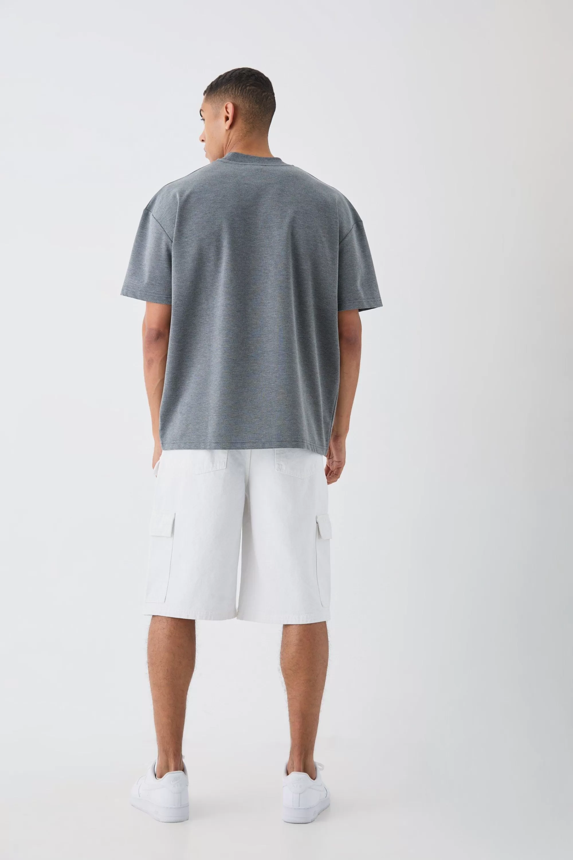 boohooMAN Oversized Rubber Print Heavyweight T-shirt | UK grey Outlet