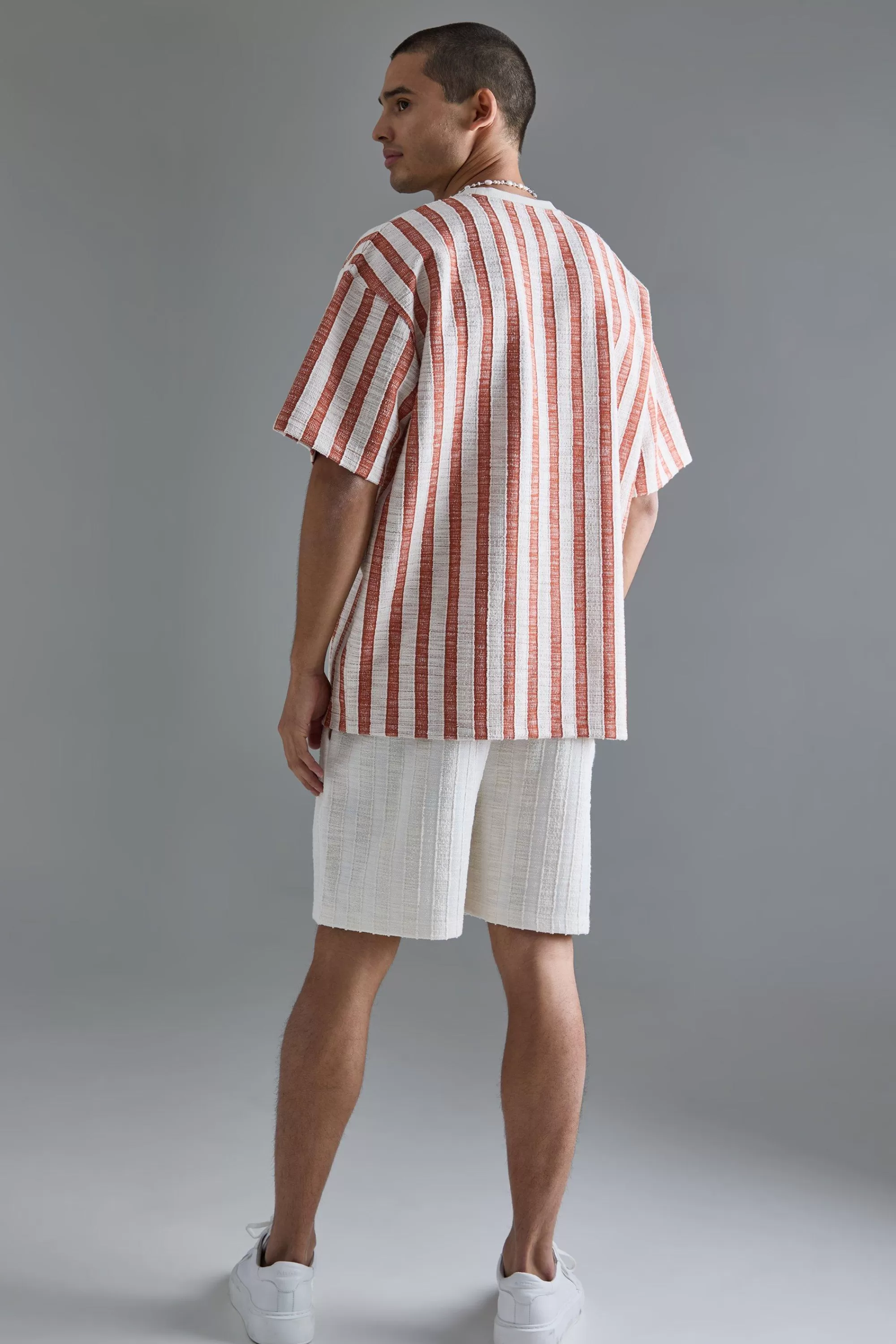 boohooMAN Oversized Textured Stripe T-shirt | UK multi Fashion