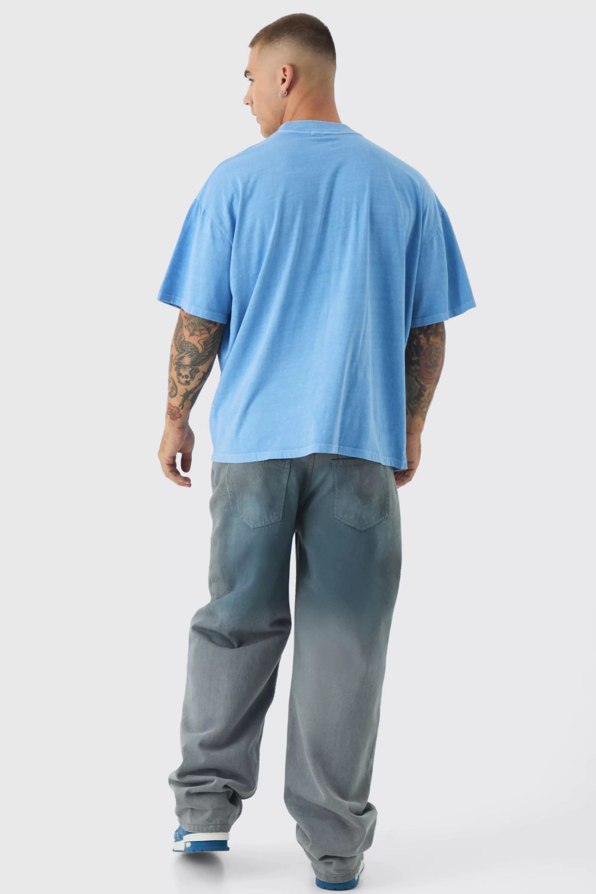 boohooMAN Oversized Western Vintage Cobra Large Scale Wash Print T-Shirt | UK cobalt Best Sale