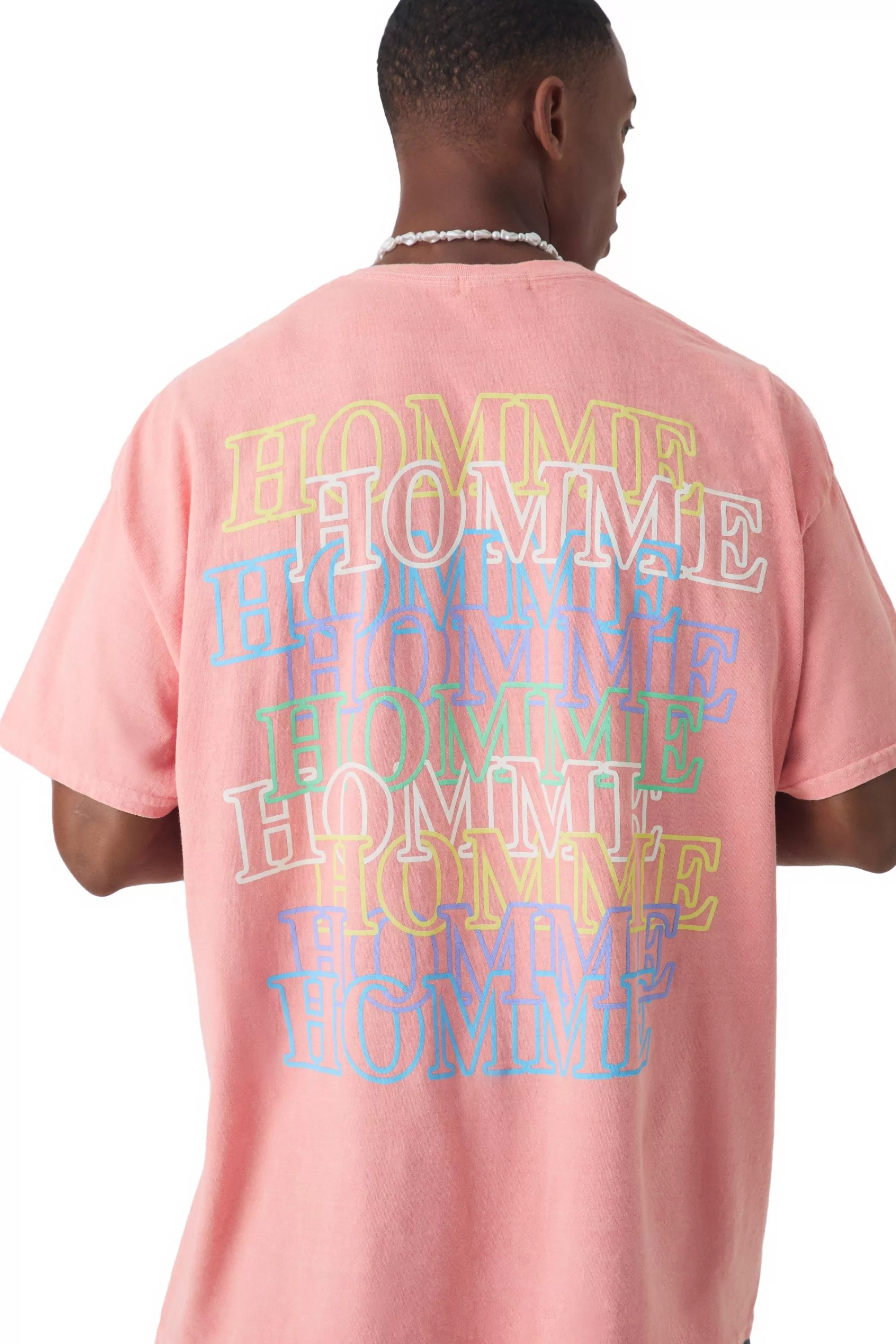 boohooMAN Overszied Homme Wash Print T-shirt | UK peach New