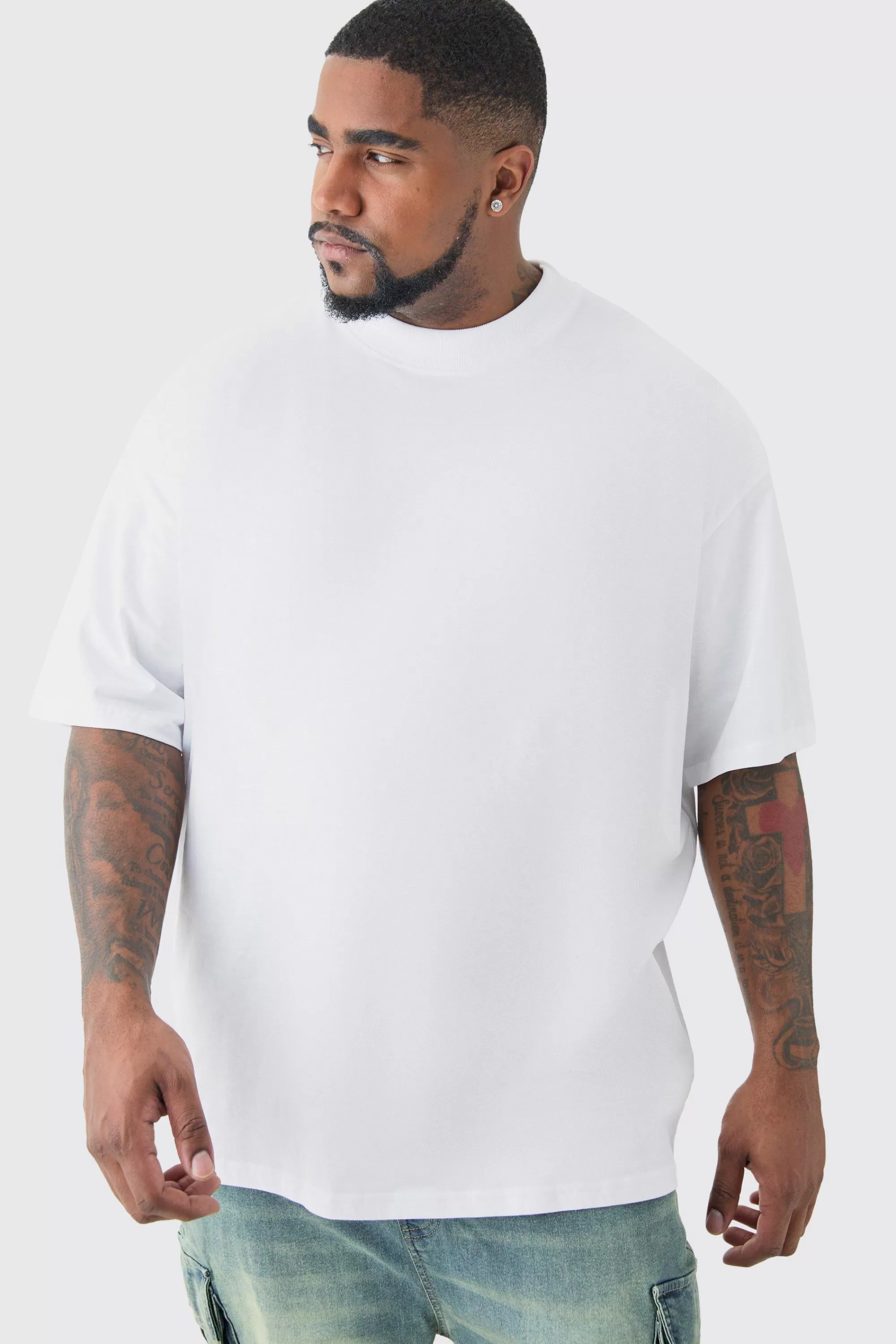 boohooMAN Plus Oversized California Back Print Floral T-shirt In | UK white New