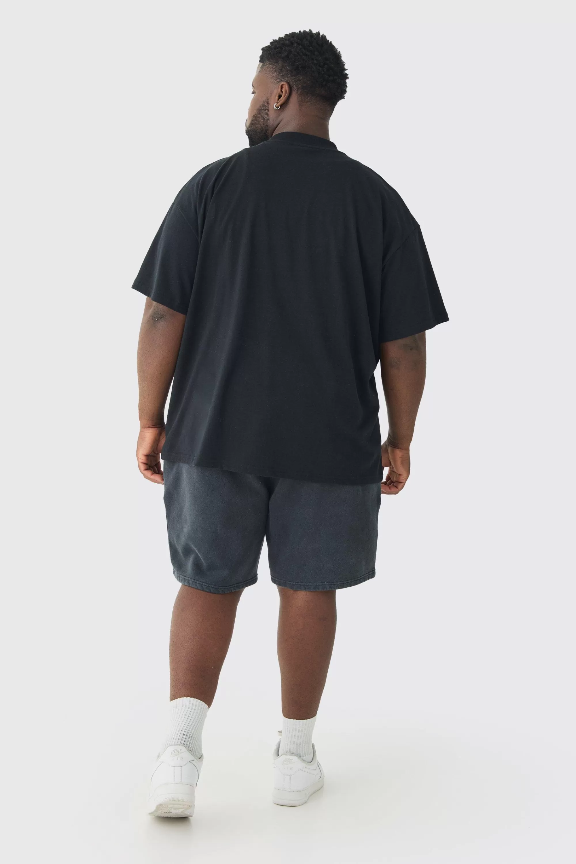 boohooMAN Plus Oversized Extended Neck Graffiti Spray T-shirt | UK black Discount