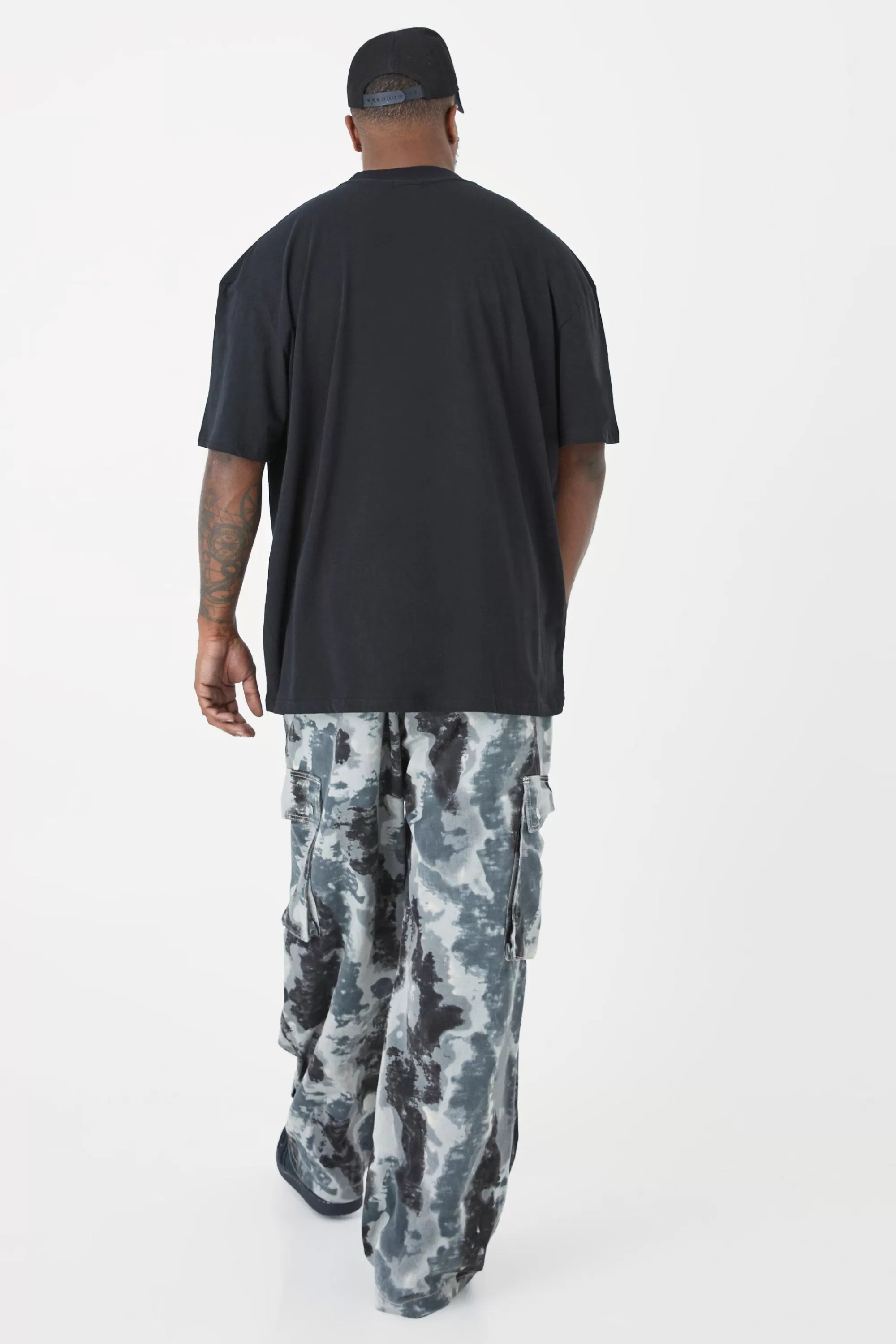 boohooMAN Plus Oversized Extended Neck Renaissance T-shirt | UK black Online