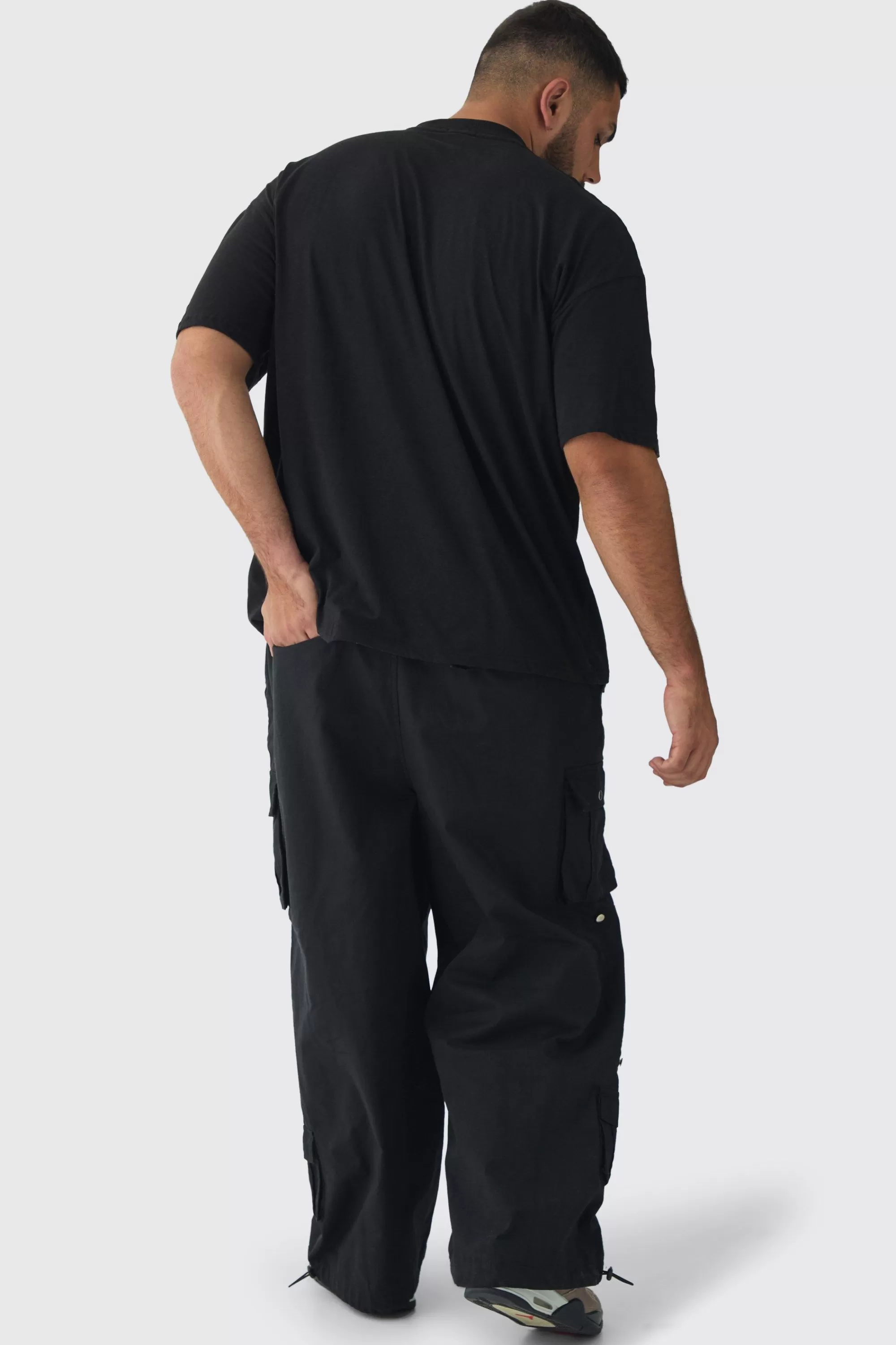 boohooMAN Plus Oversized Extended Neck Ribcage Large Scale Print T-Shirt | UK black Cheap