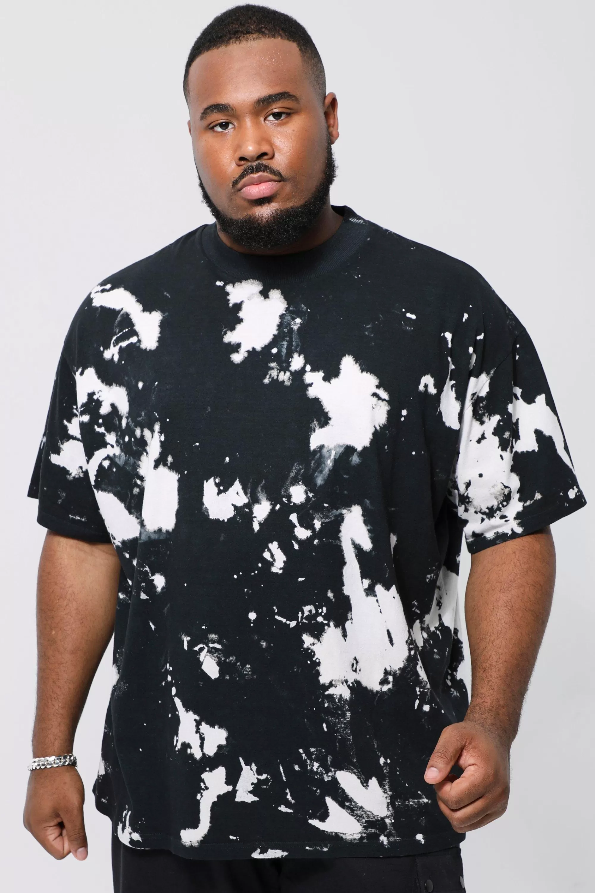 boohooMAN Plus Oversized Extended Neck T-shirt | UK black Discount