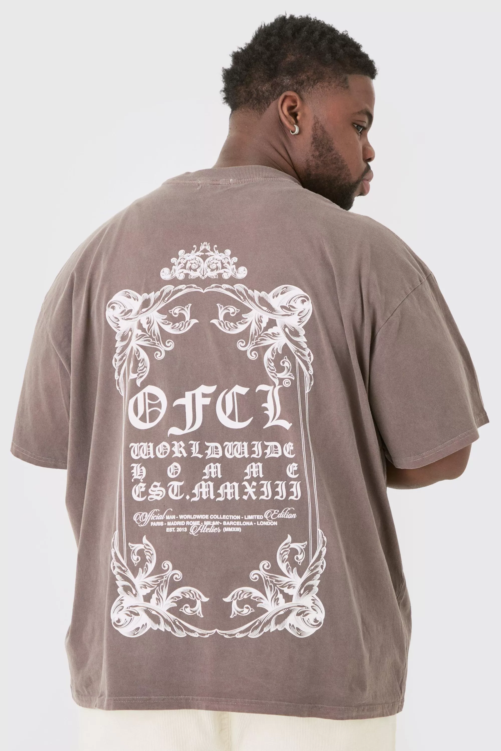 boohooMAN Plus Oversized Extended Neck Washed T-shirt | UK charcoal Discount