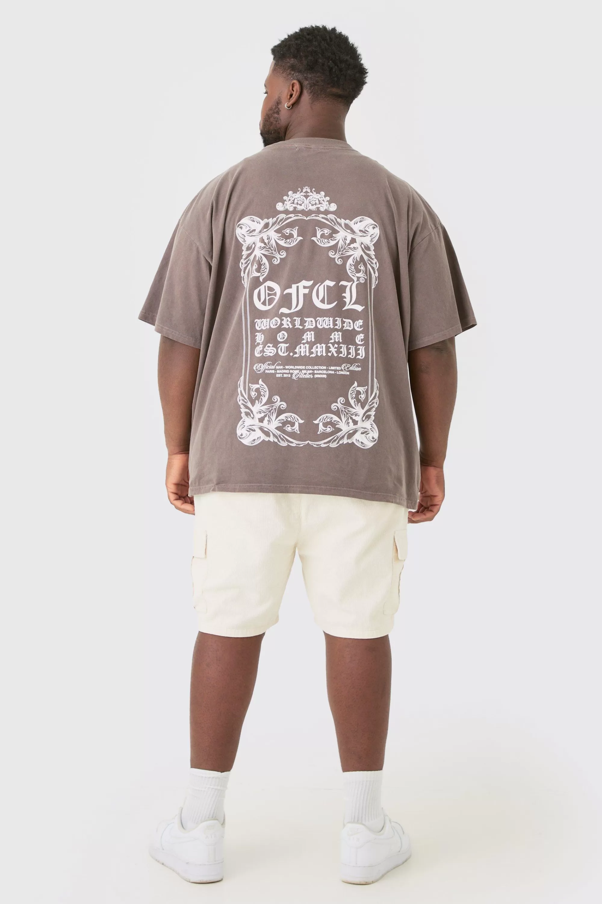 boohooMAN Plus Oversized Extended Neck Washed T-shirt | UK charcoal Discount