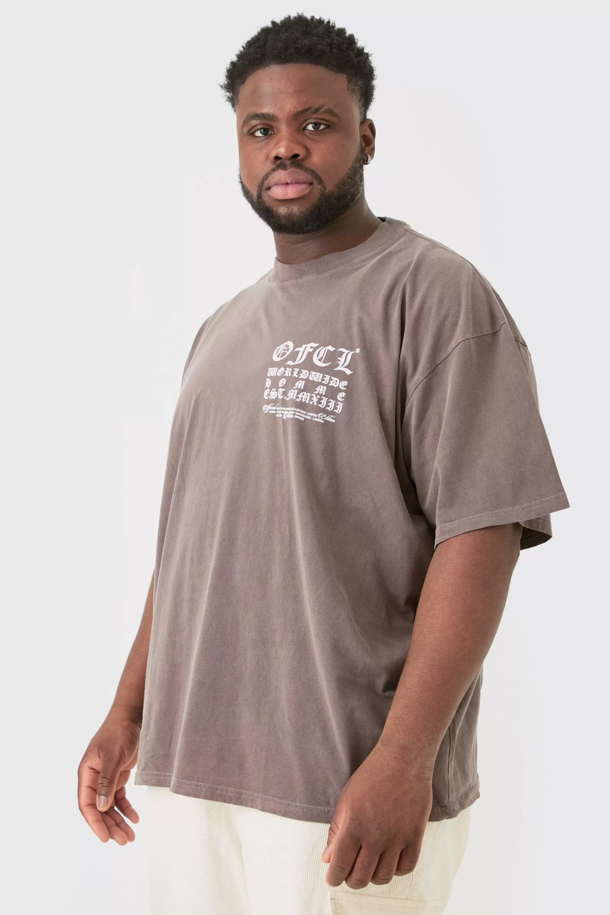 boohooMAN Plus Oversized Extended Neck Washed T-shirt | UK charcoal Discount