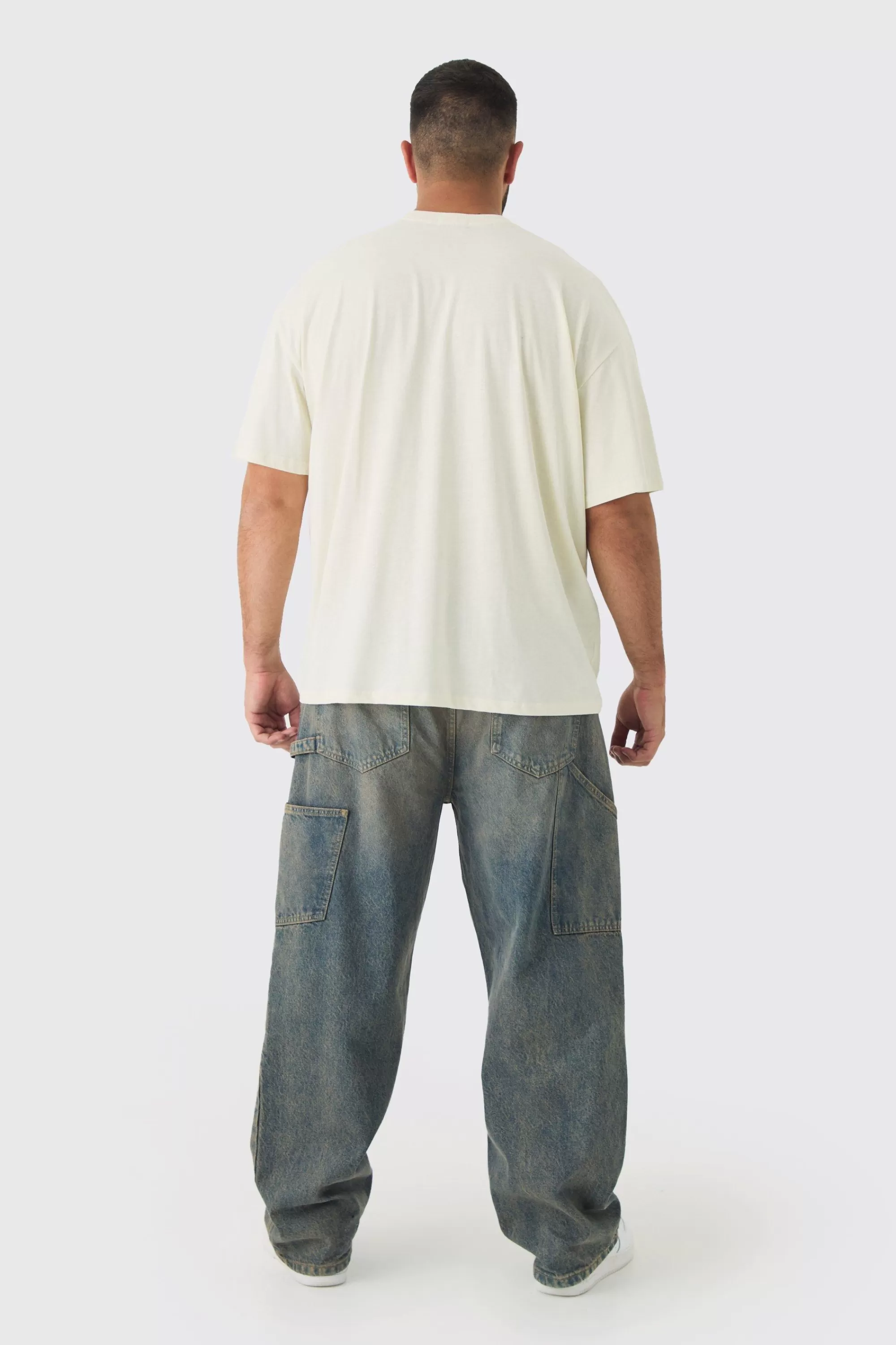 boohooMAN Plus Oversized Fearless Floral Balaclava T-shirt | UK stone Discount