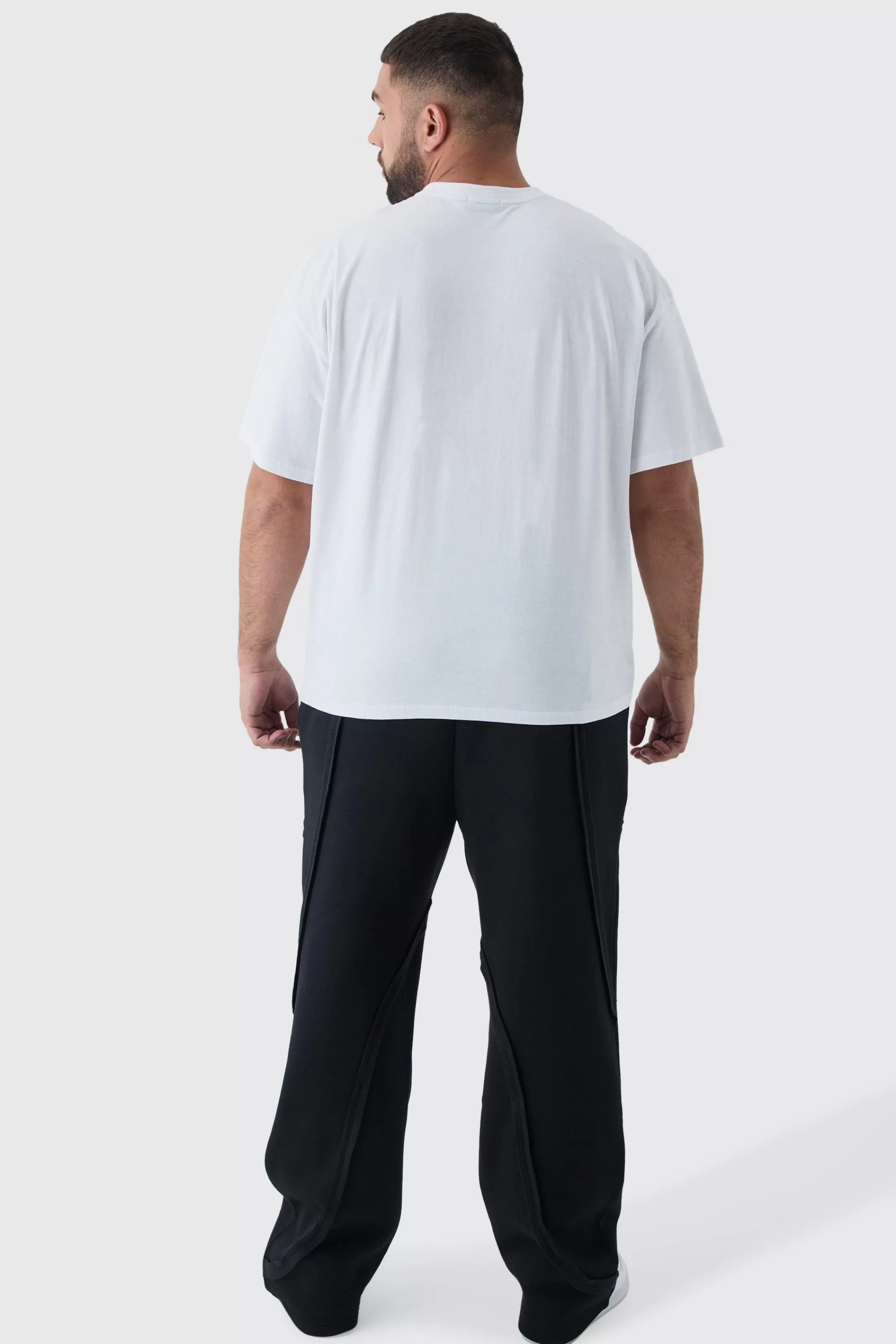 boohooMAN Plus Oversized Fit Exclusive Print T-Shirt | UK white Best
