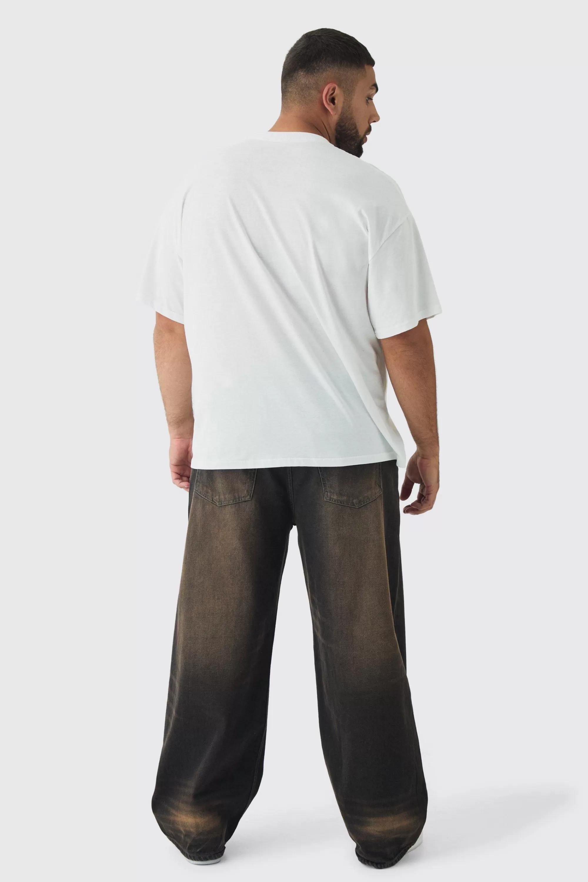 boohooMAN Plus Oversized Lord Of The Rings License Print T-Shirt | UK white Hot