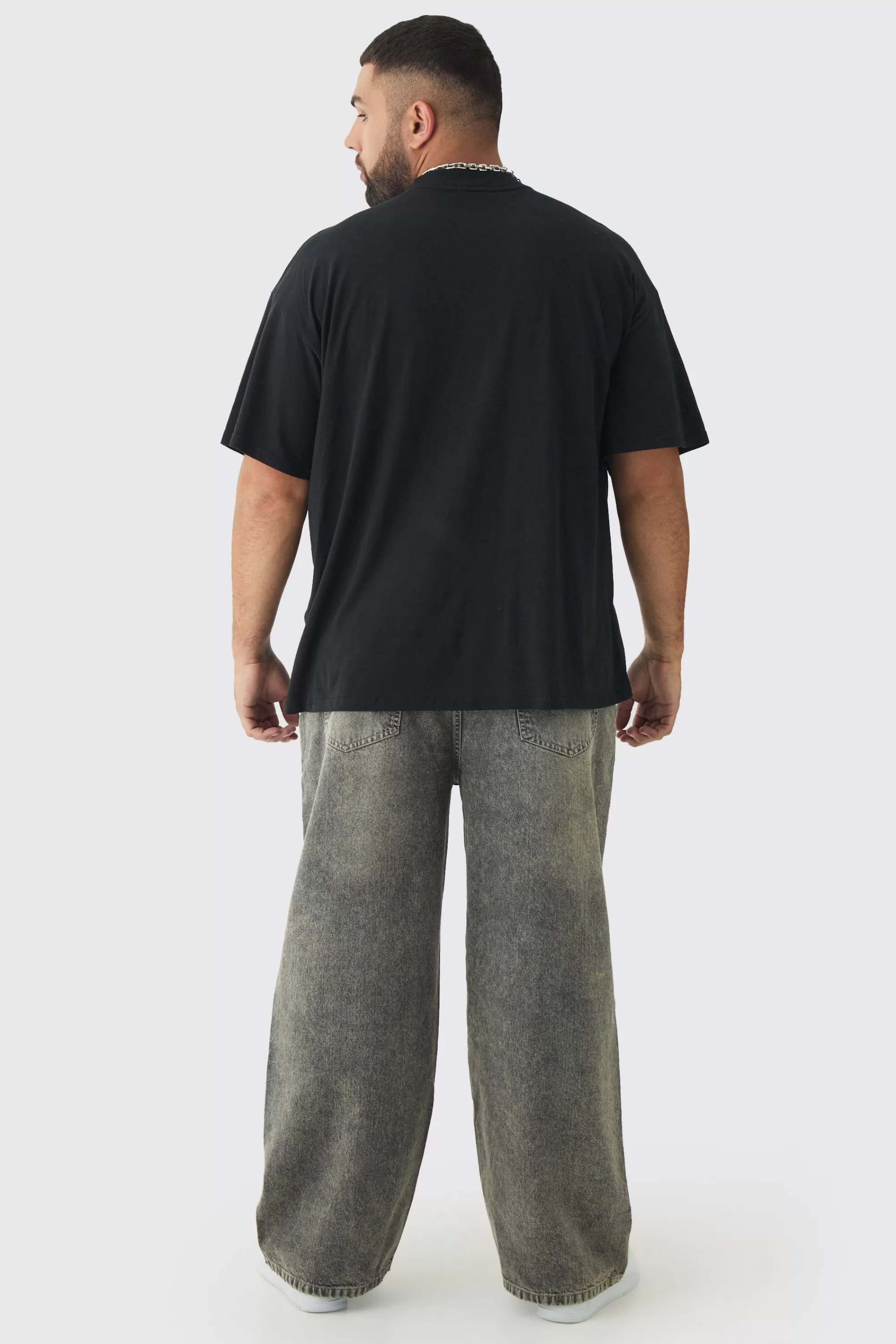 boohooMAN Plus Oversized Official Balaclava Print T-Shirt | UK black New