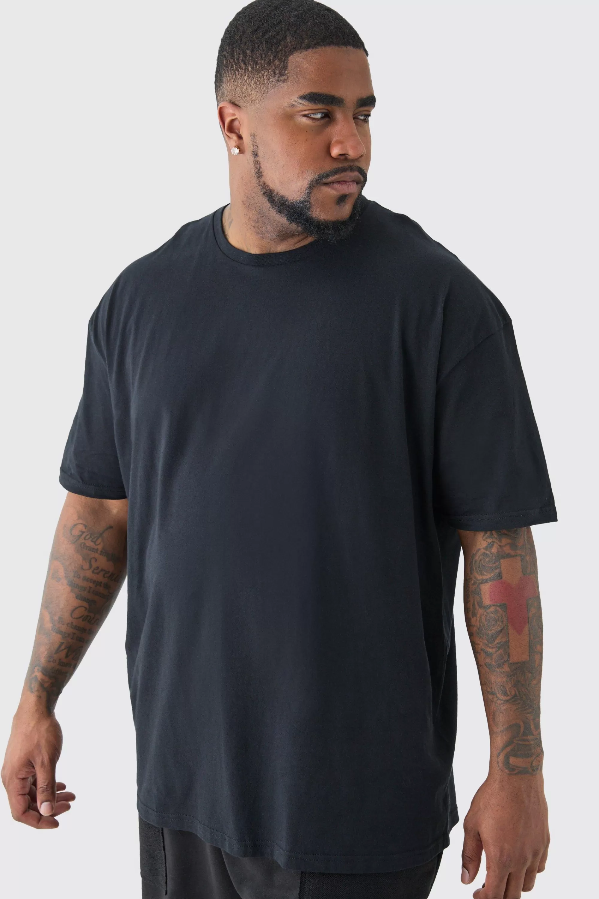 boohooMAN Plus Oversized Official Dove Back Print T-shirt In | UK black New